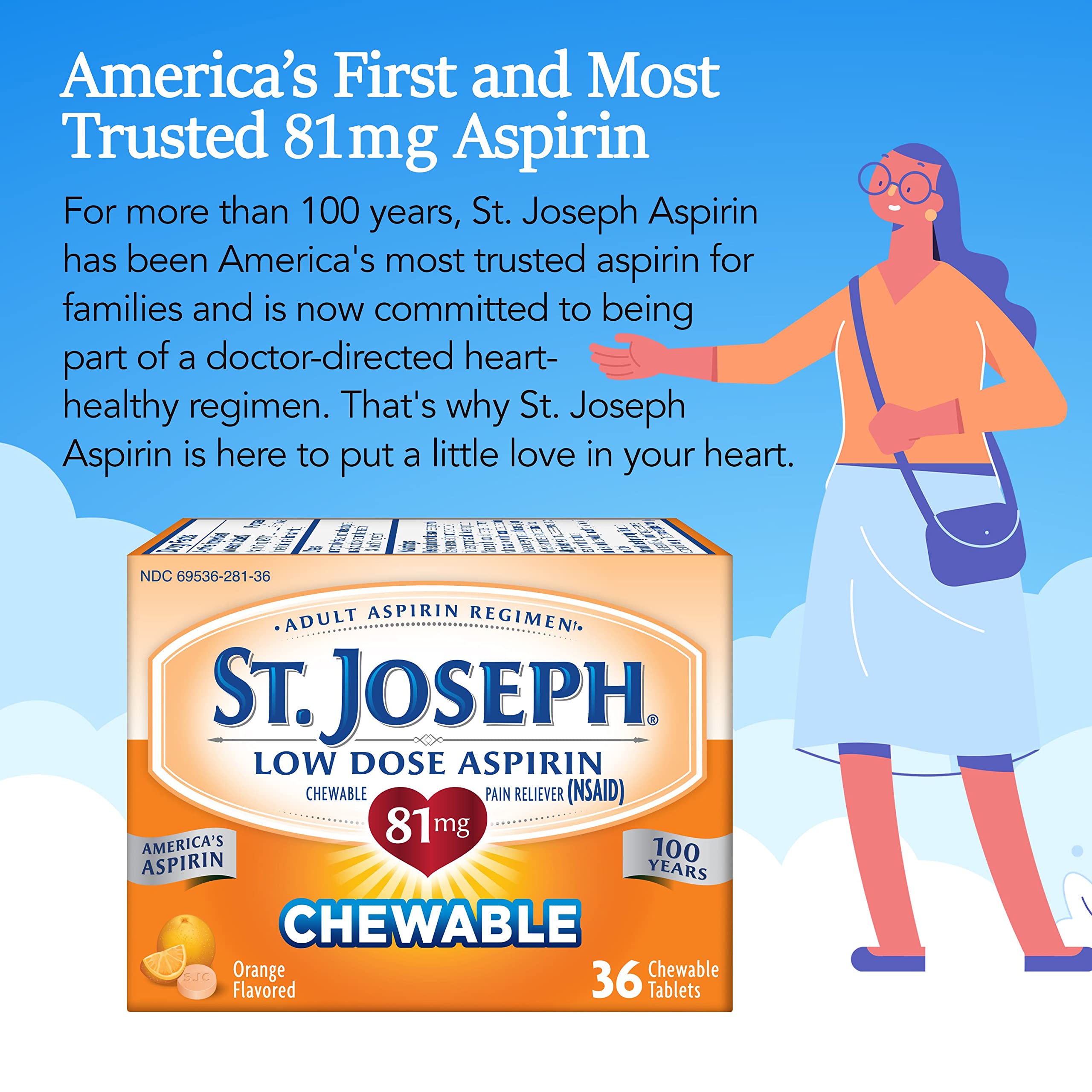 Pack triple de 108 comprimés St. Joseph 81 mg, solution pratique pour dose quotidienne.