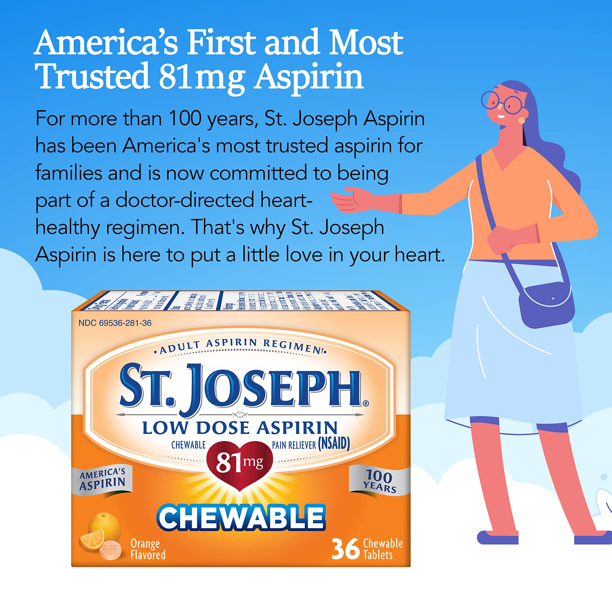 Comprimés à mâcher orange St. Joseph, goût agréable et prise facile.