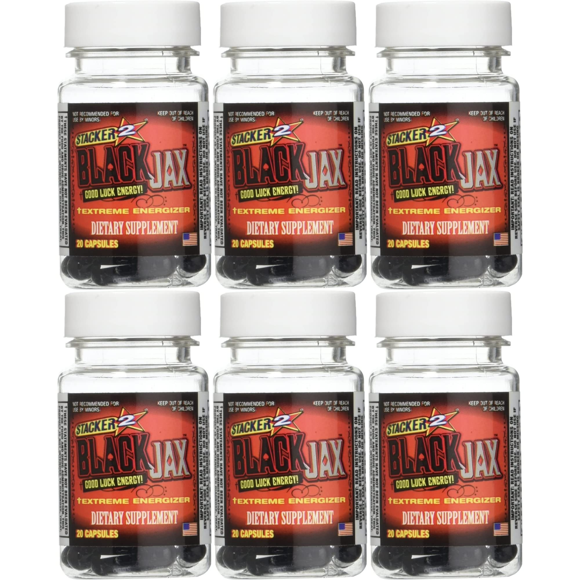 Black Jax de STACKER 2 — bouteille 120 capsules, énergie soutenue pour entraînements