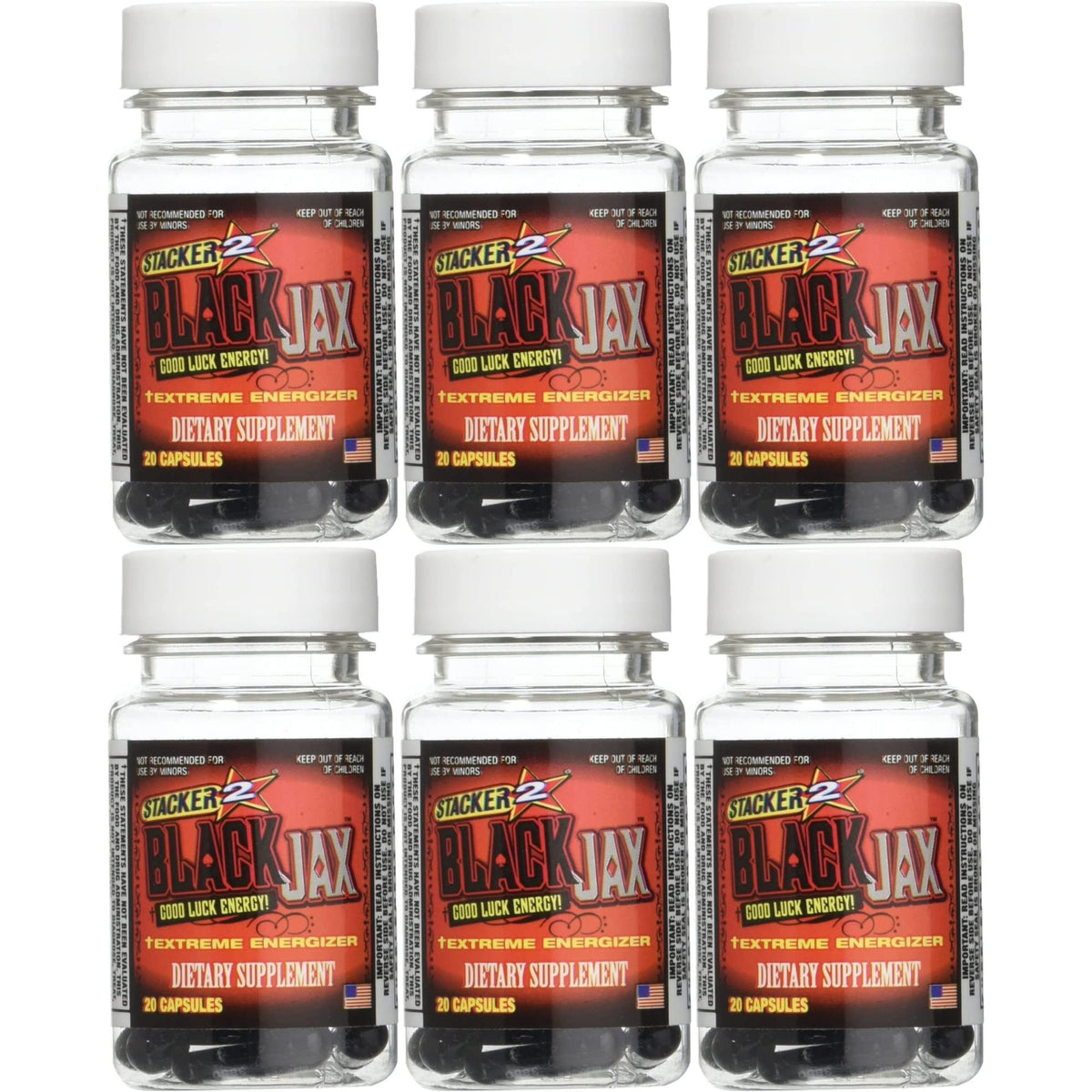 Black Jax de STACKER 2 — bouteille 120 capsules, énergie soutenue pour entraînements