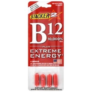 Stacker 2 B12 : blister de 4 capsules, fraîcheur garantie et utilisation pratique.