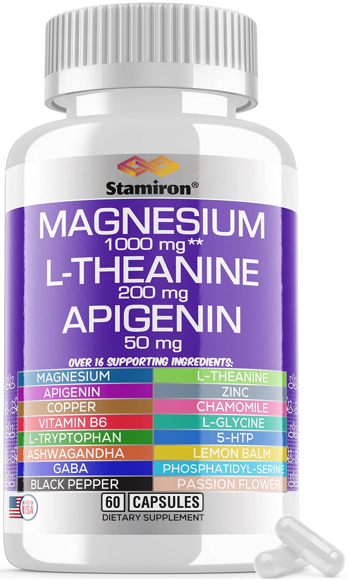 Stamiron Magnésium Complexe — bouteille, soutien potentiel au calme et au bien-être quotidien.