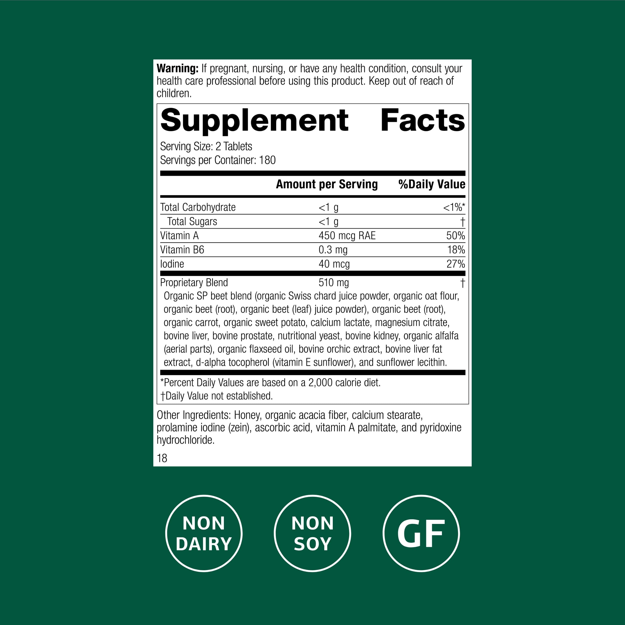 Standard Process A-F Betafood – comprimés faciles à avaler, pratique pour une routine quotidienne.
