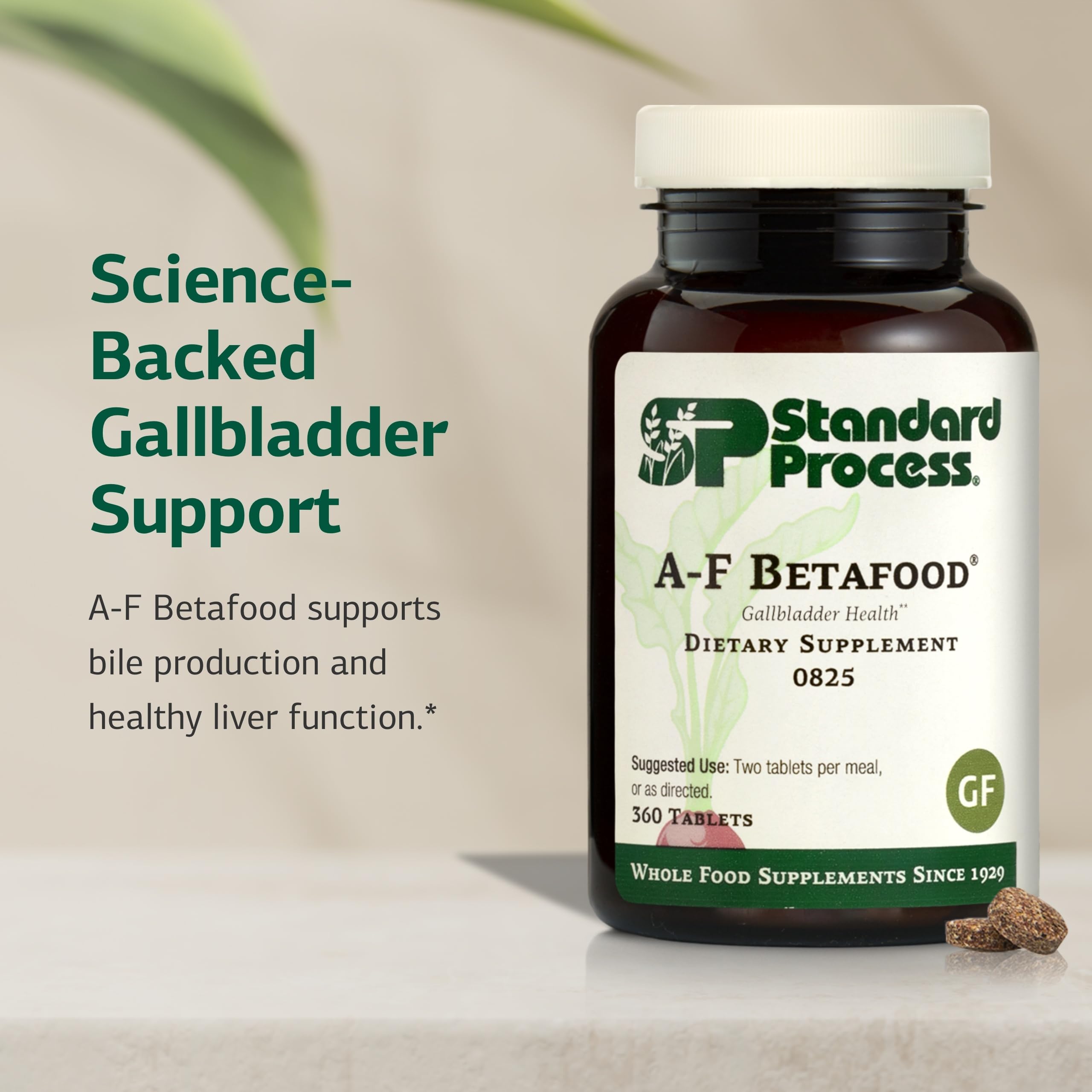 Standard Process A-F Betafood – étiquette sans gluten, sans lait et sans soja.