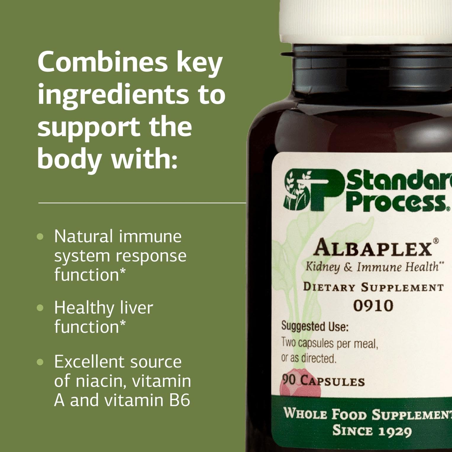 Albaplex tableau-vitamines—mise en scène des vitamines A, B6 et C.