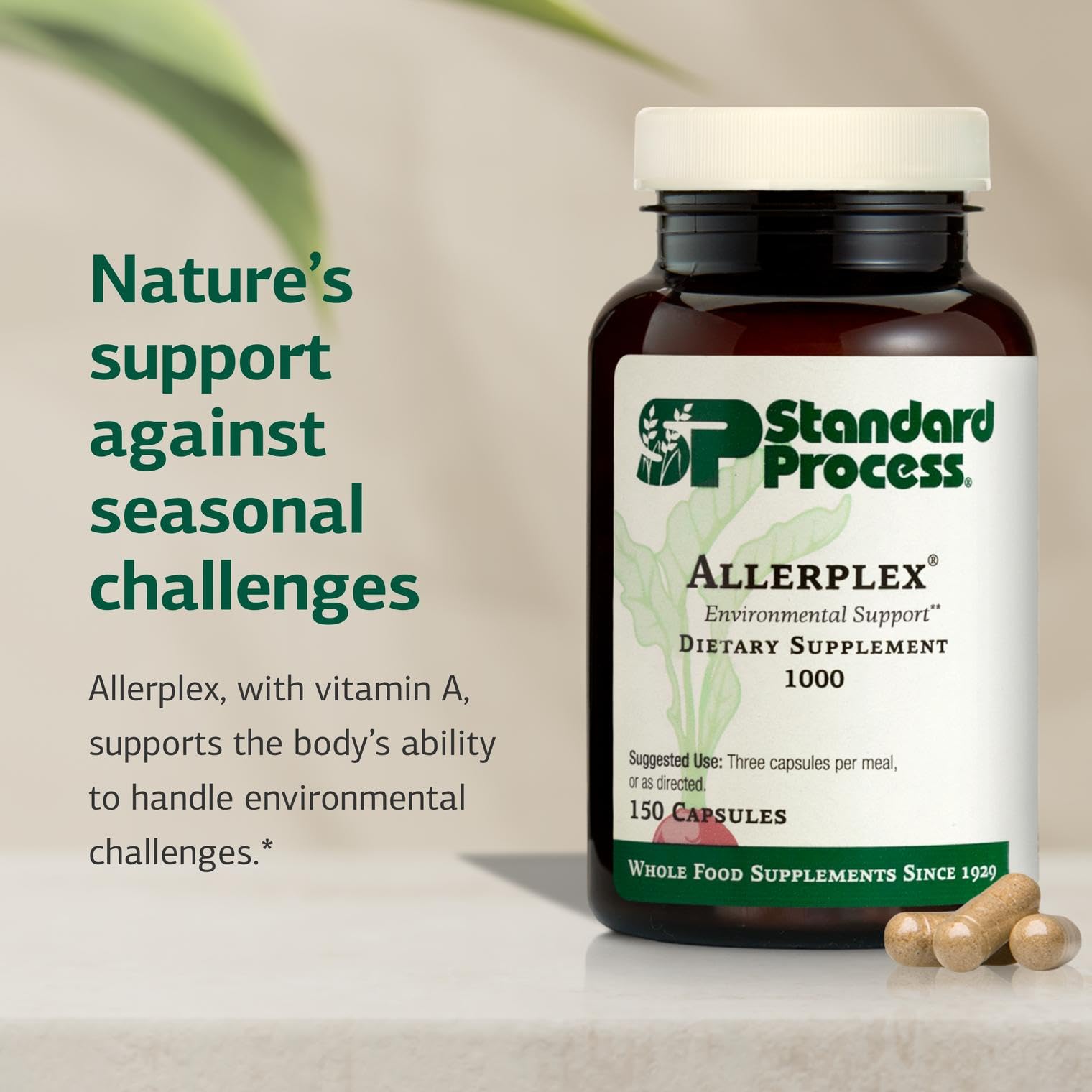 Capsules d'Allerplex, couleur naturelle et format pratique pour la routine.