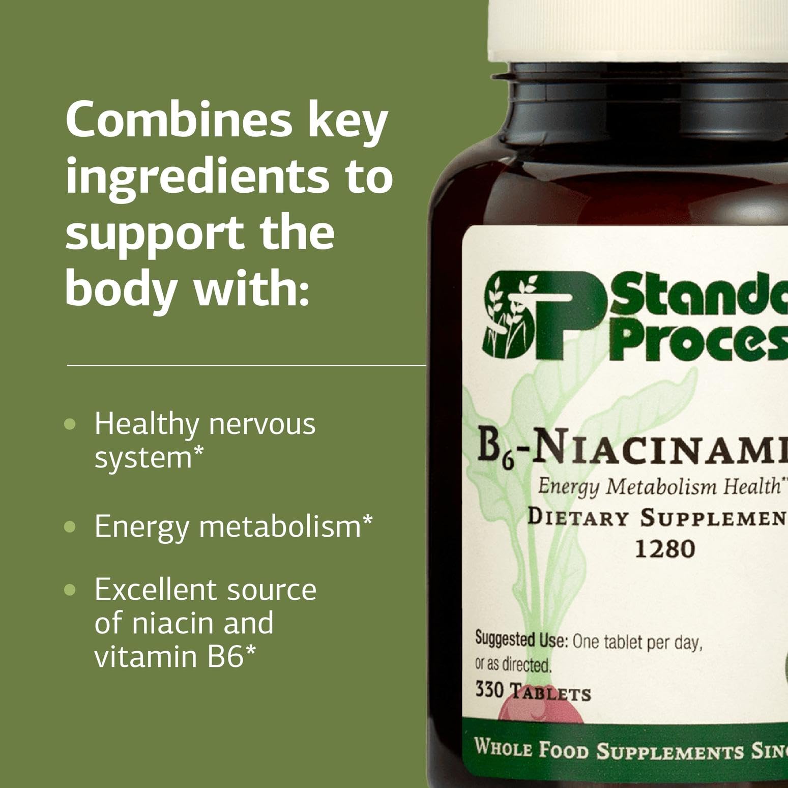 Standard Process B6 Niacinamide – comprimés: apport en vitamine B et soutien énergétique potentiel