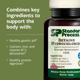 Standard Process Betaine HCl emballage: présentation durable pour un usage quotidien.