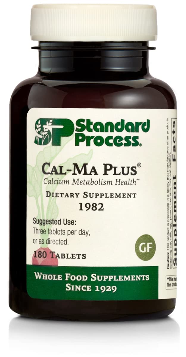 Cal-Ma Plus: bouteille de comprimés suggérant un soutien potentiel des os et du système nerveux.