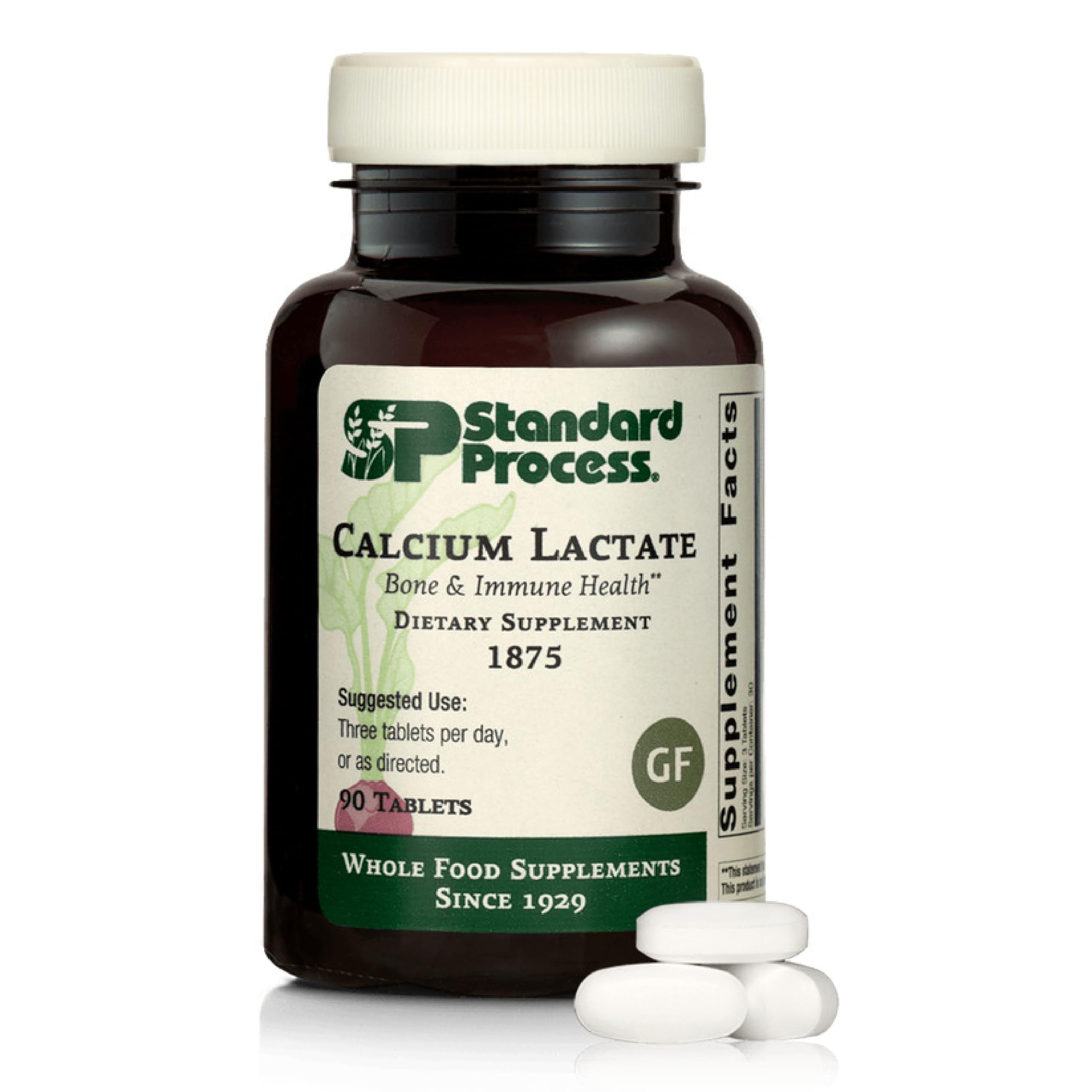 Calcium Lactate Standard Process – bouteille avec comprimés végan, soutien osseux potentiel