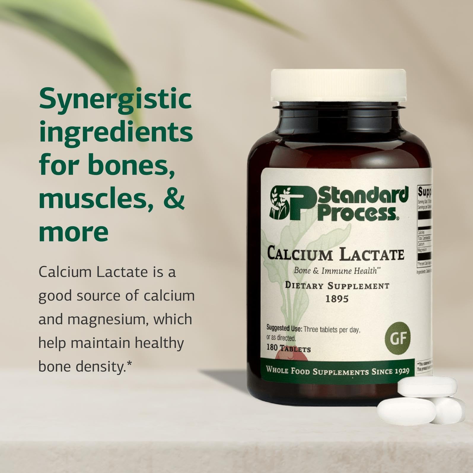 Standard Process Calcium Lactate - Etiquette sans gluten: convient aux régimes restrictifs