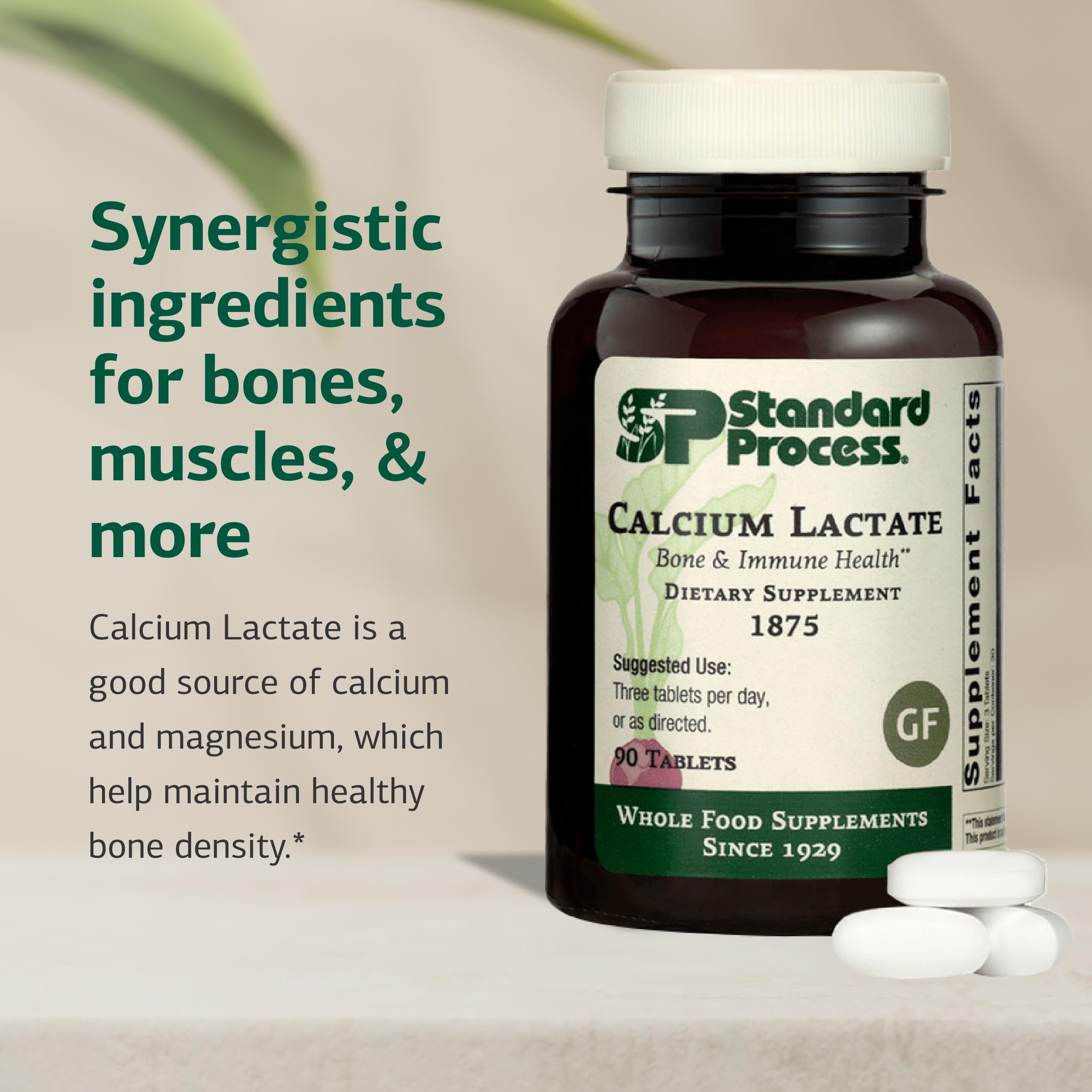 Calcium Lactate Standard Process – étiquette sans gluten pour régimes spécifiques