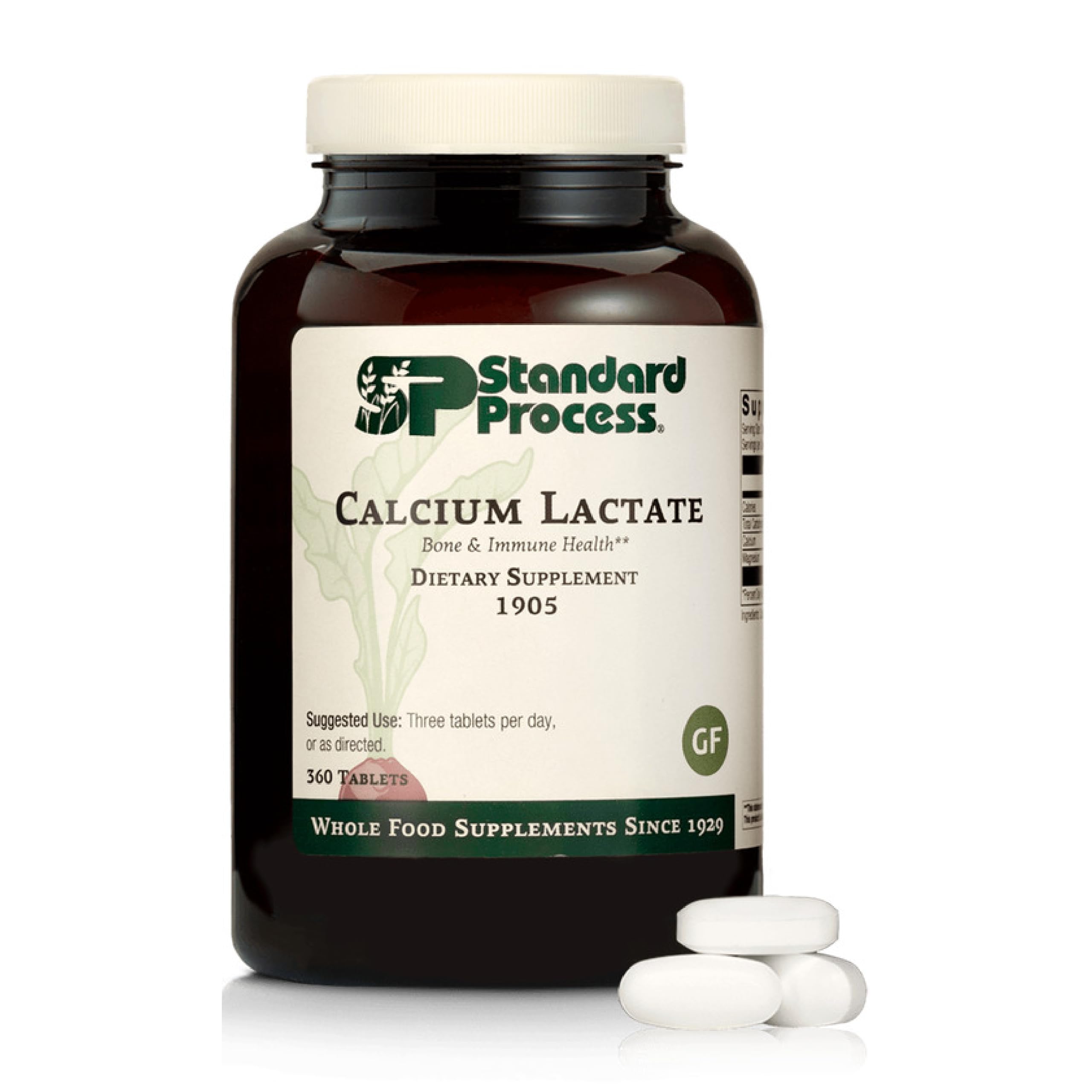 Standard Process Calcium Lactate tablettes en boîte pour le soutien osseux et musculaire.