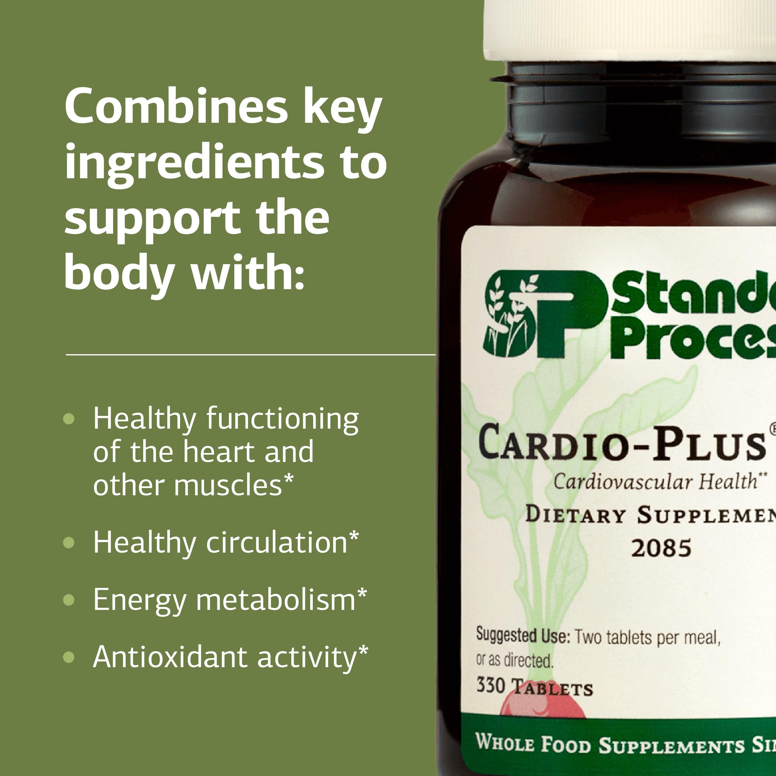 Standard Process Cardio-Plus GF – boîte et doses facilitant l’emploi quotidien.