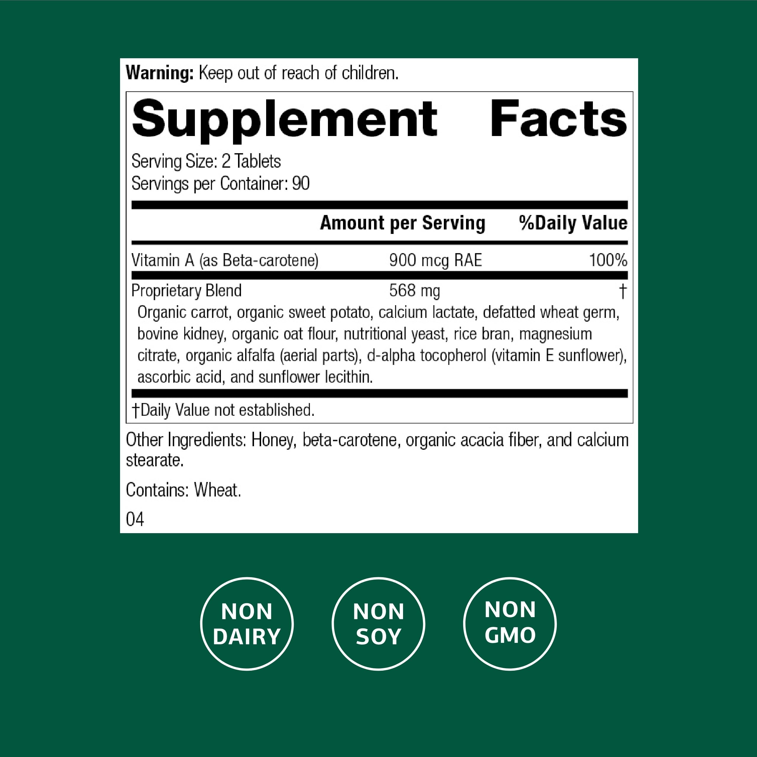 Cataplex A Standard Process: vitamine A antioxydante pour la santé des yeux.