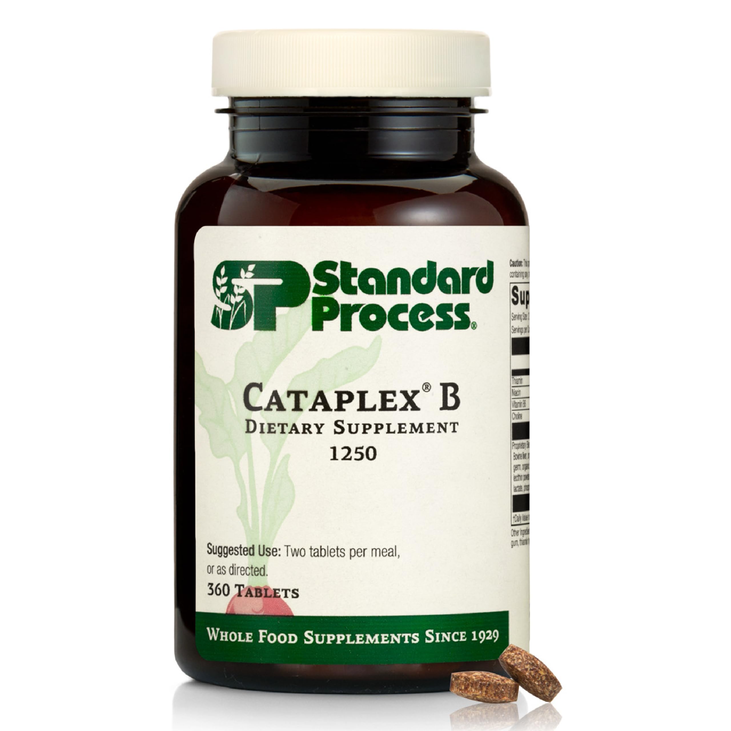 Standard Process Cataplex B: bouteille de 360 comprimés, usage quotidien pratique.