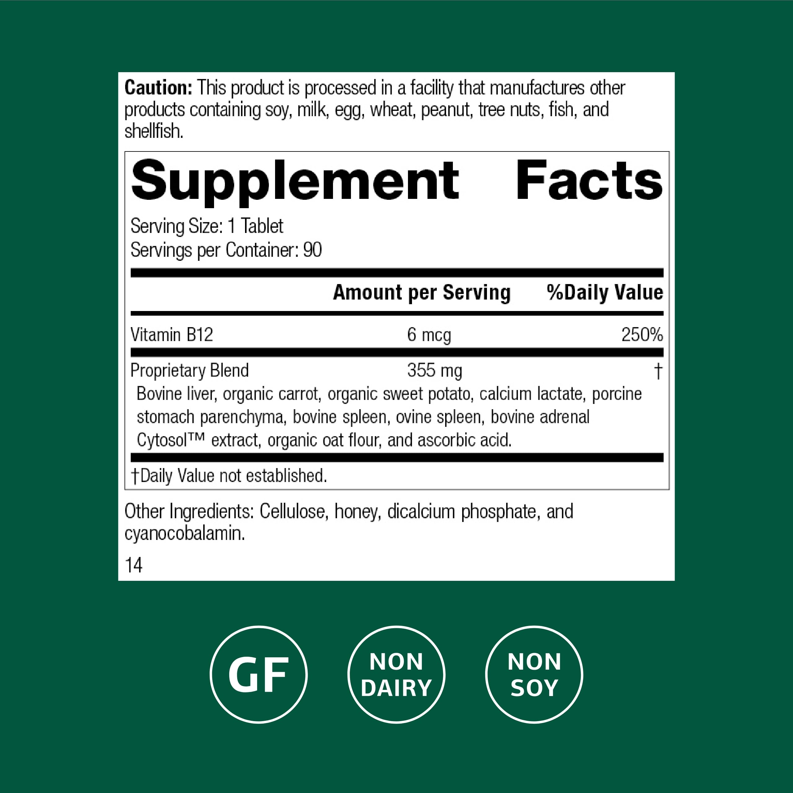 Cataplex B12 Standard Process – tablettes faciles à avaler et pratiques