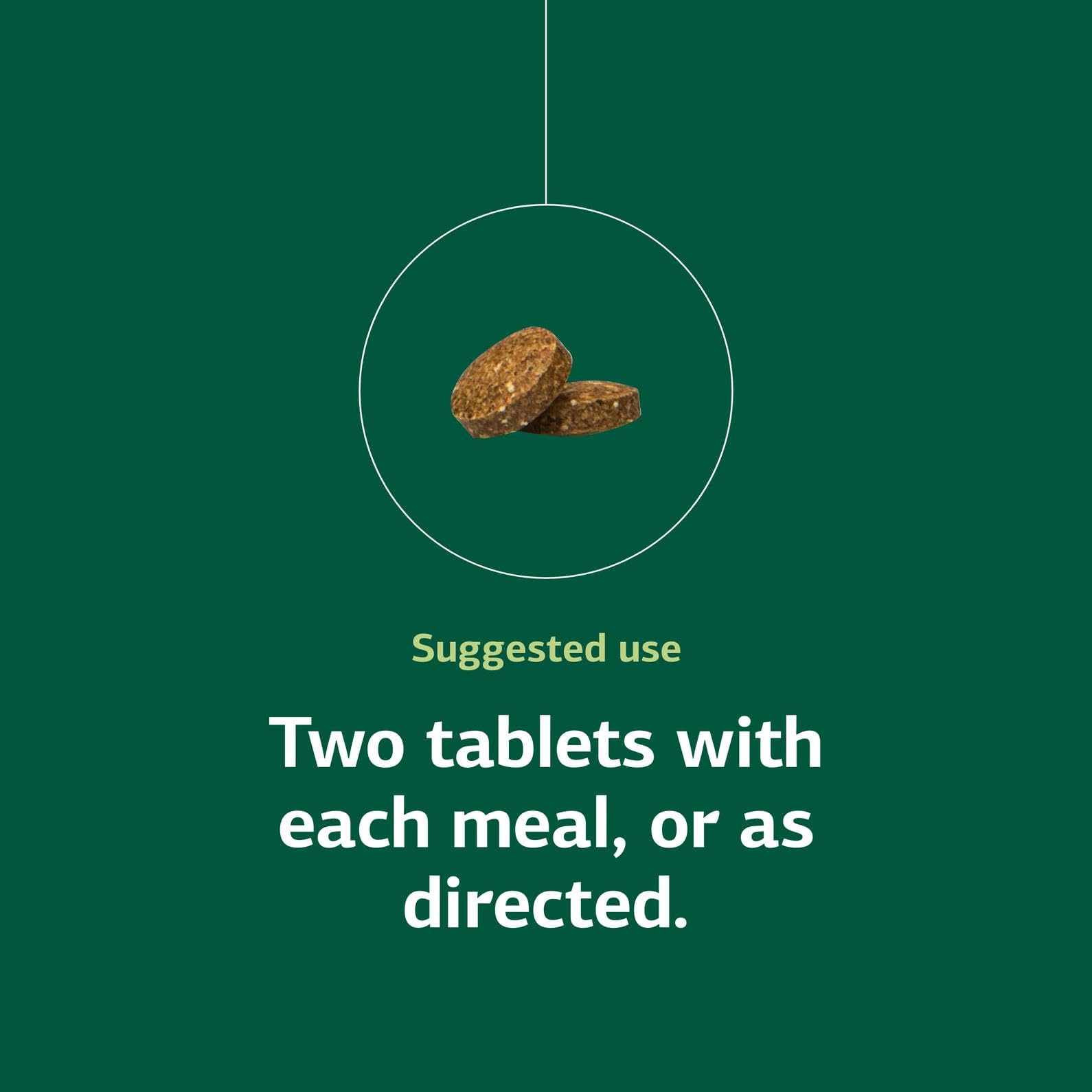 Dosage simple: deux comprimés par repas selon les recommandations.