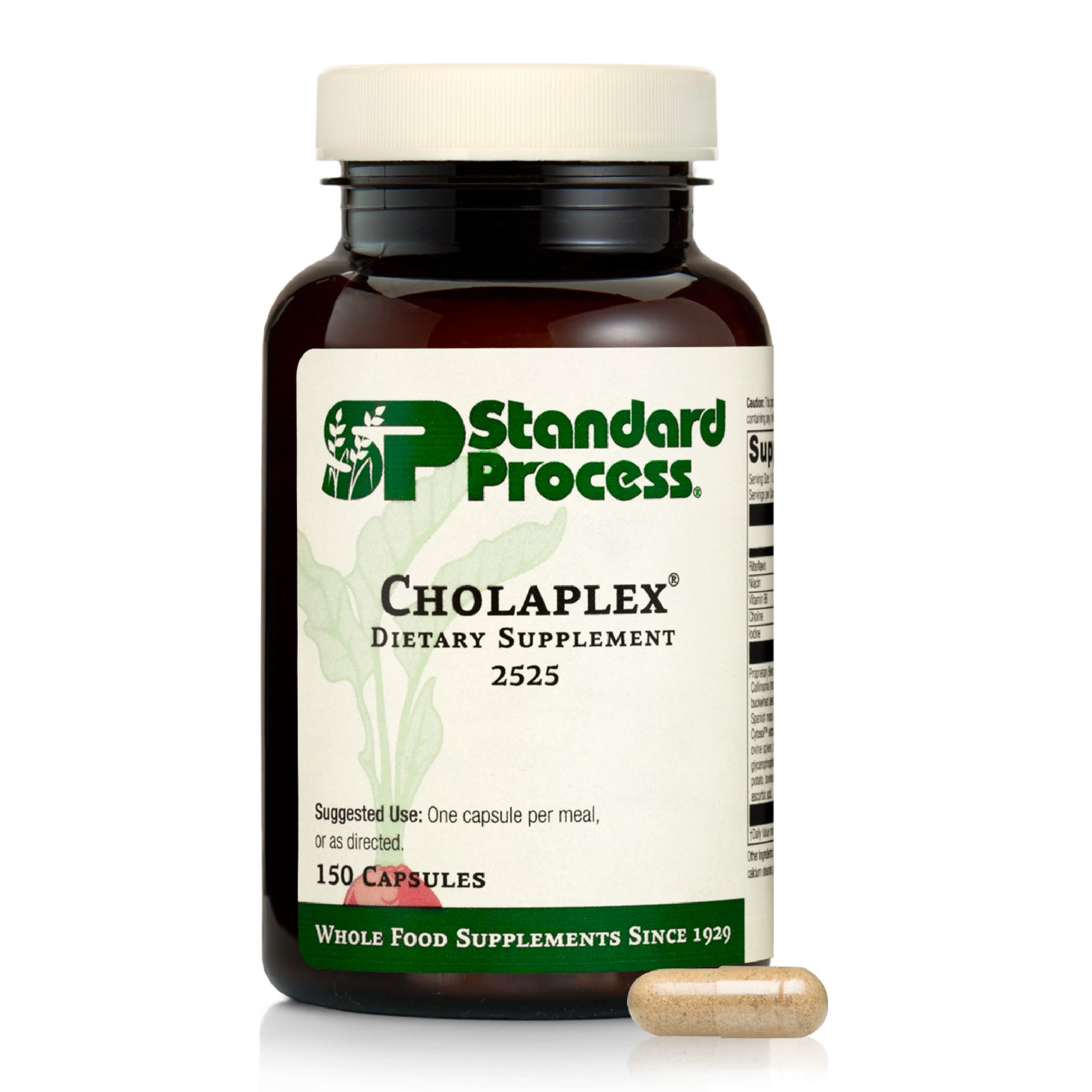 Standard Process Cholaplex, bouteille de capsules, prise au repas pour un soutien potentiel du système vasculaire.
