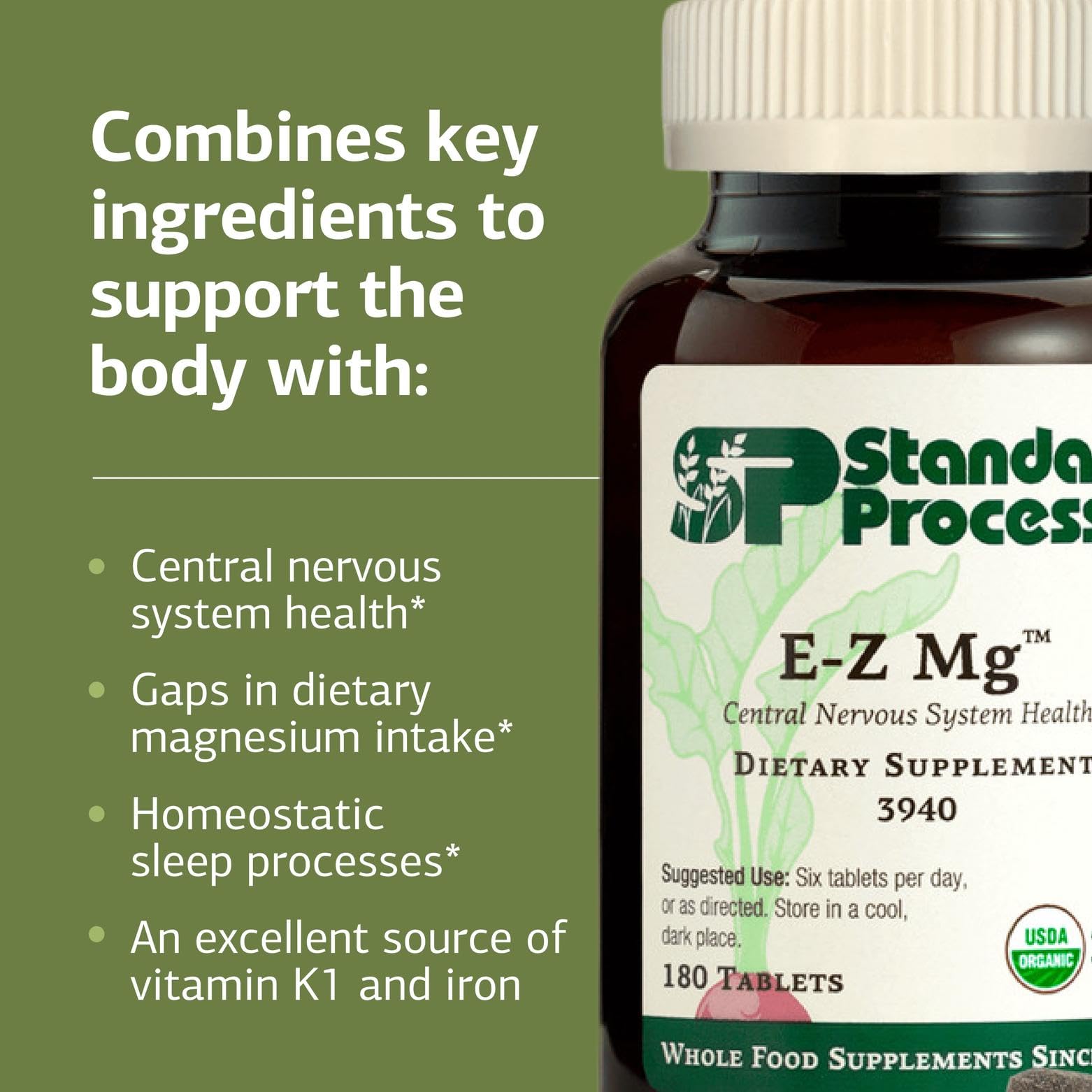 Standard Process E-Z Mg – étiquette produit, informations sur les ingrédients.