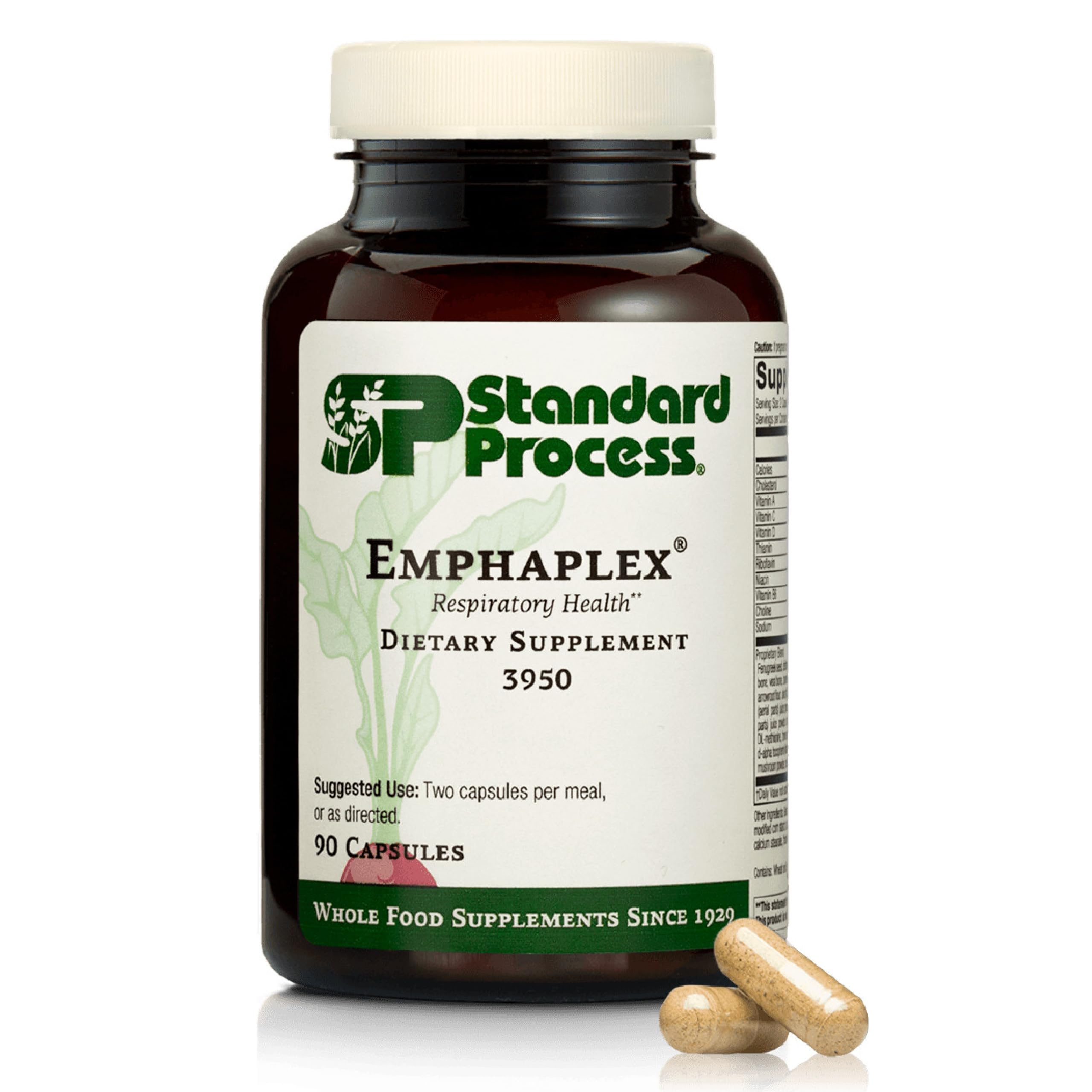 Bouteille Emphaplex Standard Process, soutien potentiel du système respiratoire.