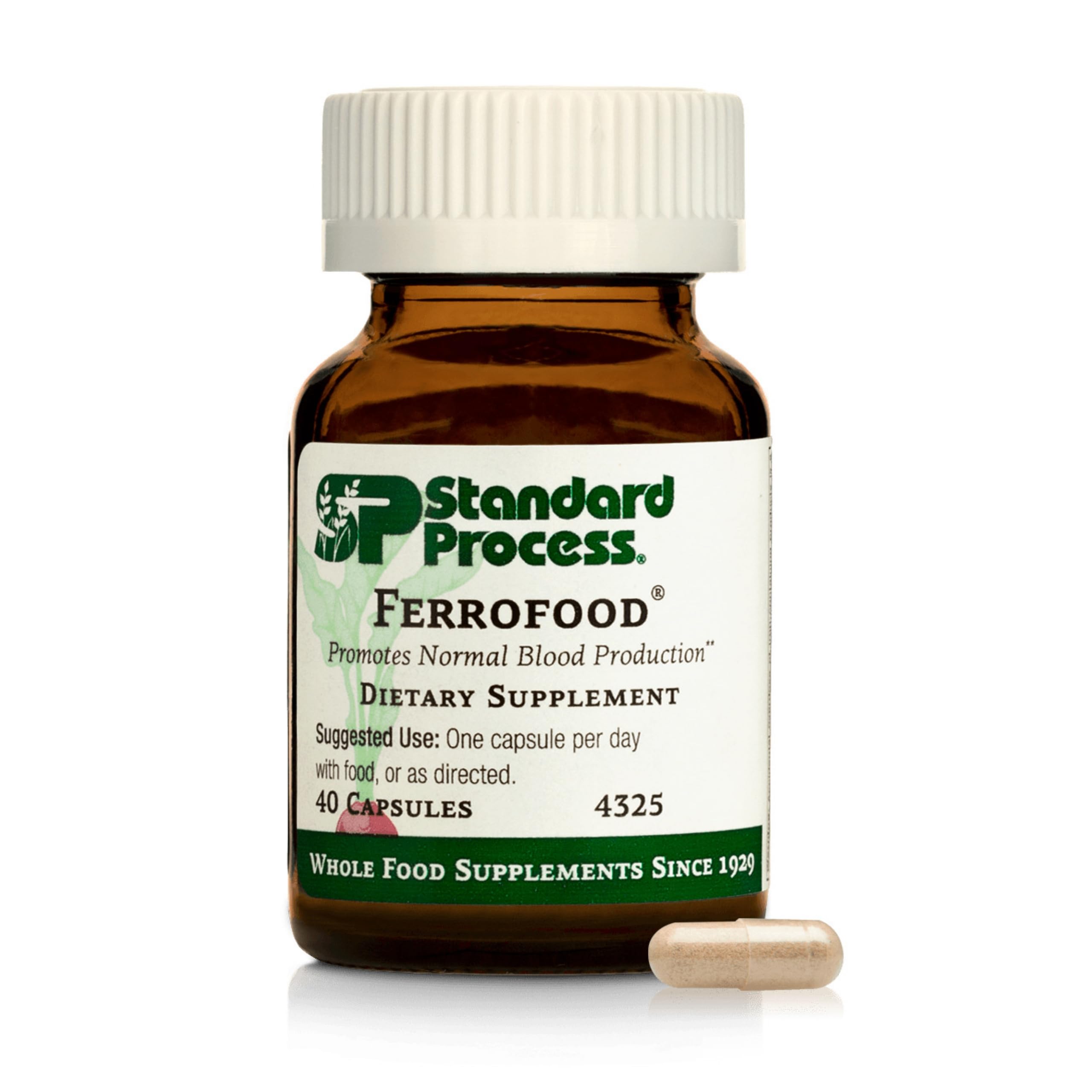 Standard Process Ferrofood, bouteille de capsules, soutien potentiel à la production sanguine.
