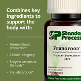 Standard Process Ferrofood: etiquette nutritionnelle mentionnant B12 et C.
