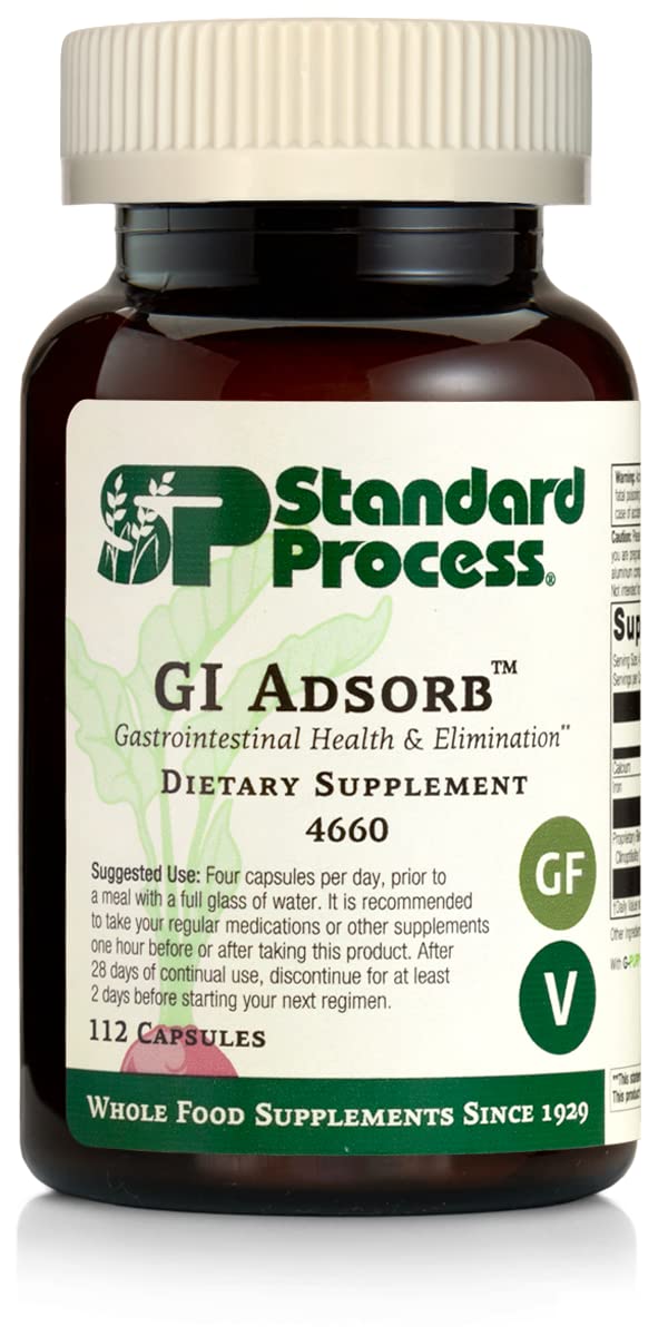 Standard Process GI Adsorb – bouteille de capsules, soutien digestif potentiel au quotidien.