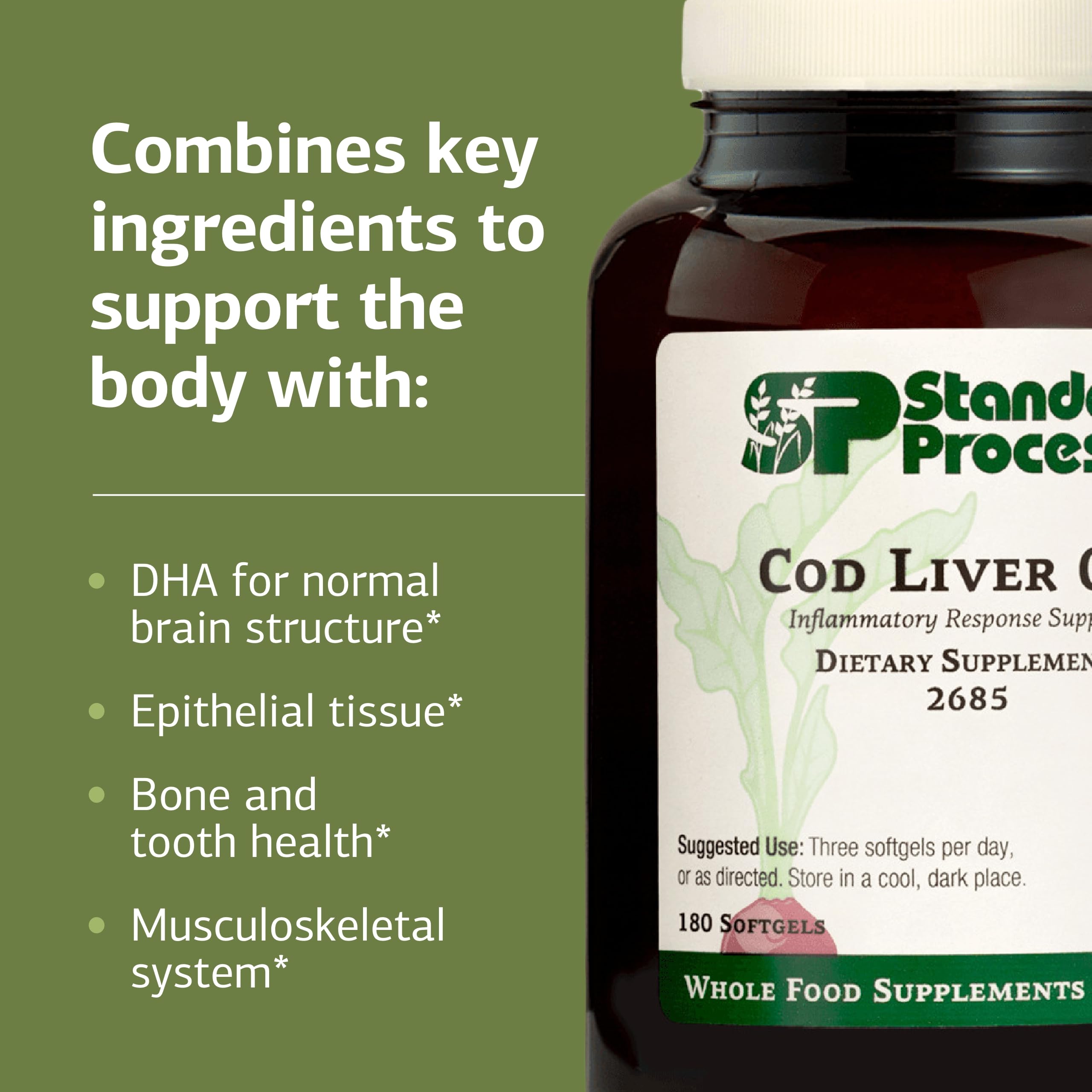 Standard Process Huile foie morue – capsules faciles à avaler