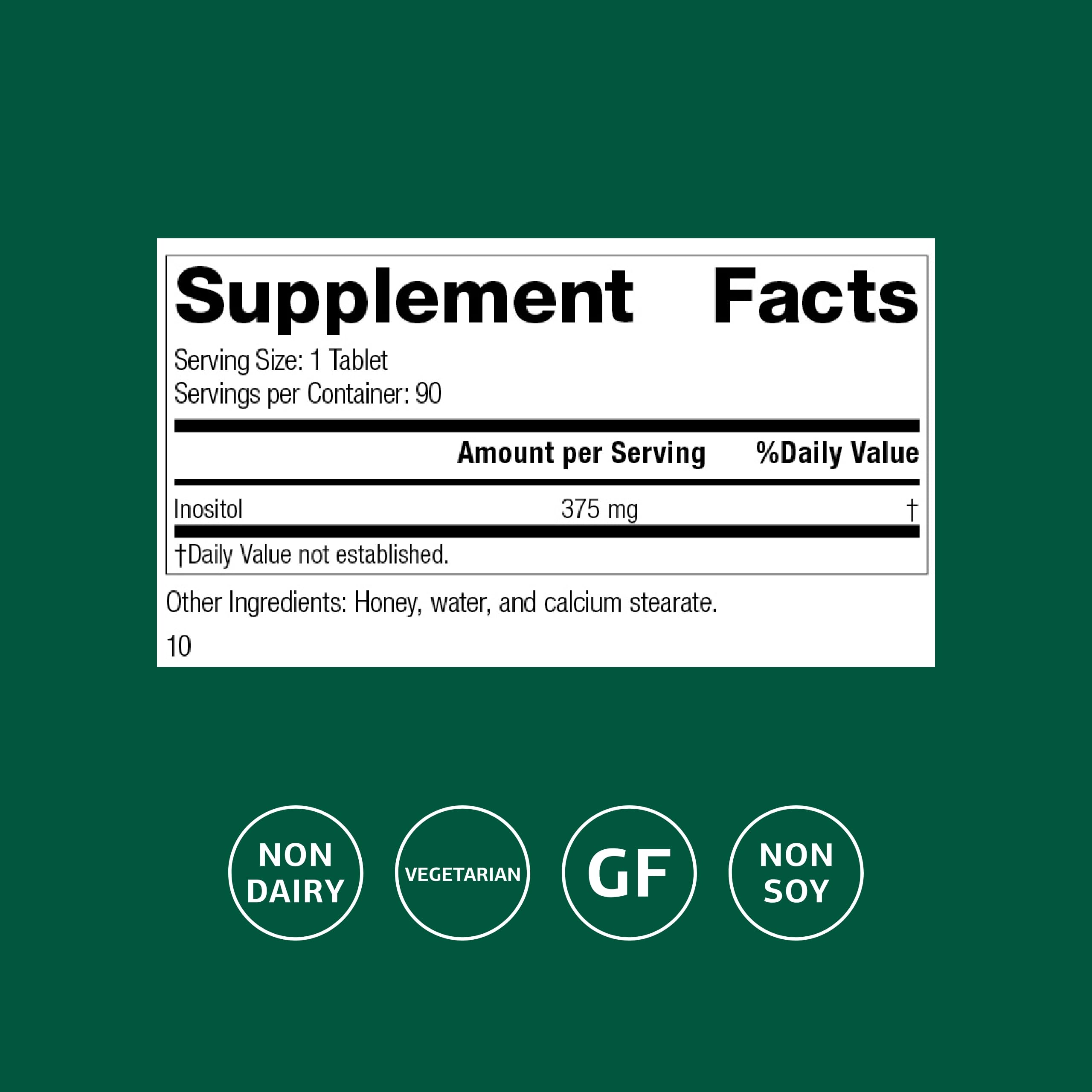 Standard Process Inositol – etiquette : informations produit et usages recommandés.