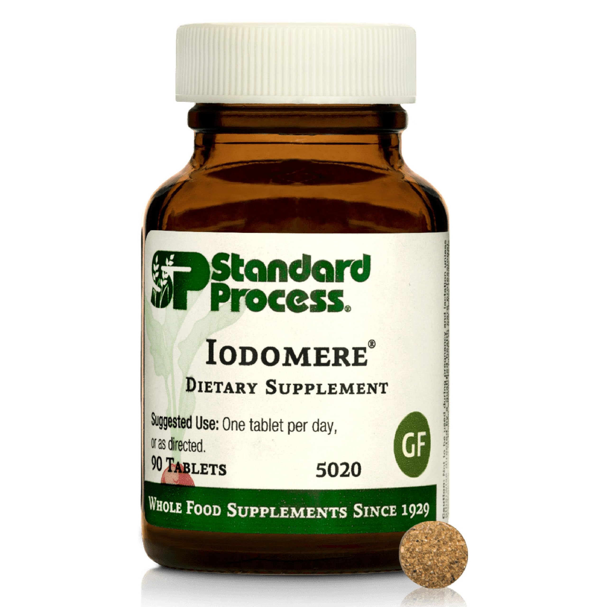 Standard Process Iodomere: bouteille de comprimés prête à la prise quotidienne.