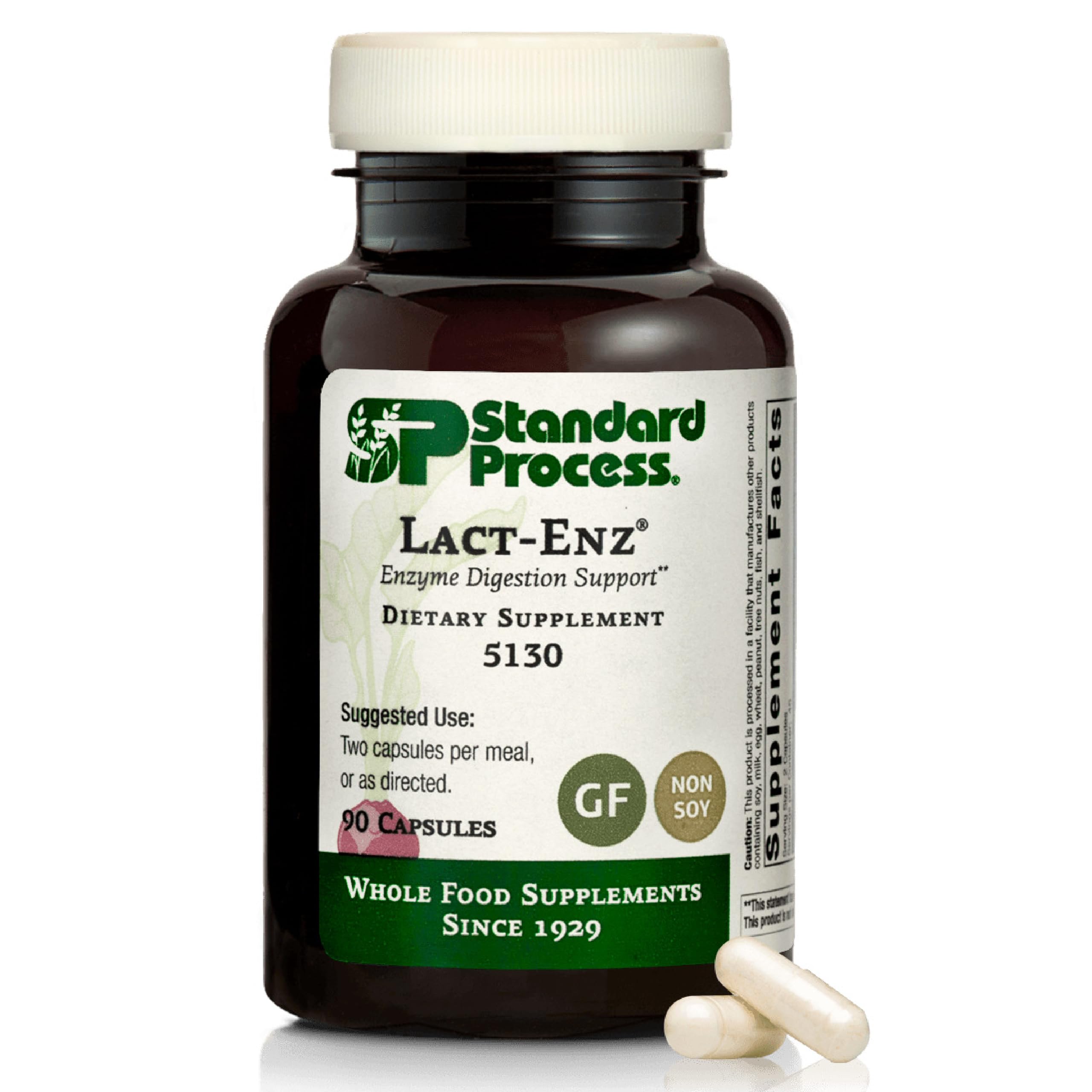Standard Process Lact-ENZ, bouteille de 90 capsules prête à l'usage quotidien.