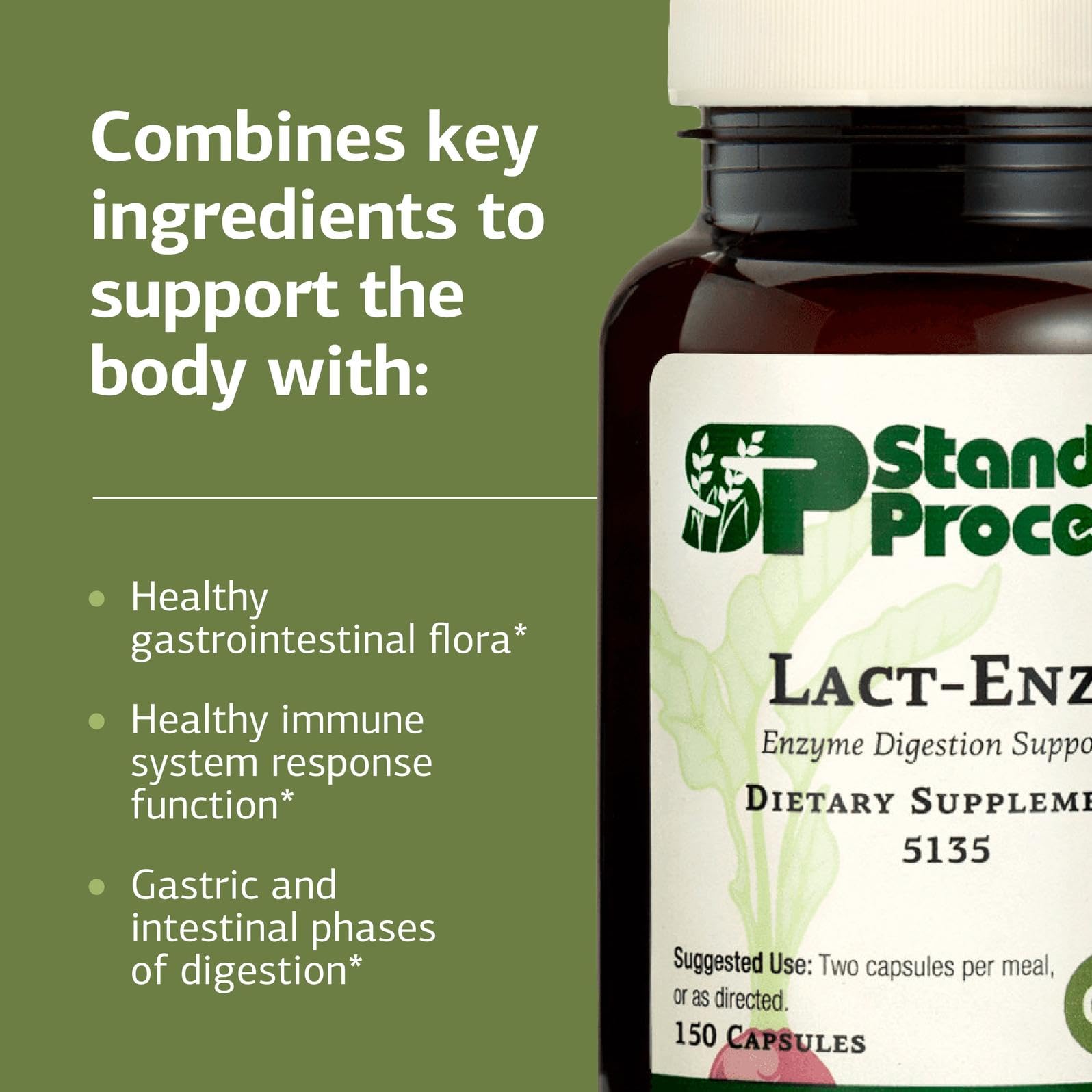 Étiquette Lact-ENZ Standard Process montrant ingrédients et composantes