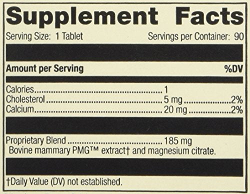 Standard Process Mammary PMG : étiquette lisible facilitant l'identification