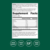 Étiquette du produit Standard Process Manganèse B12 affichant sans gluten et sans produits laitiers.