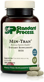 Min-Tran Standard Process: vue de la bouteille de comprimés pour le soutien nerveux et le sommeil.