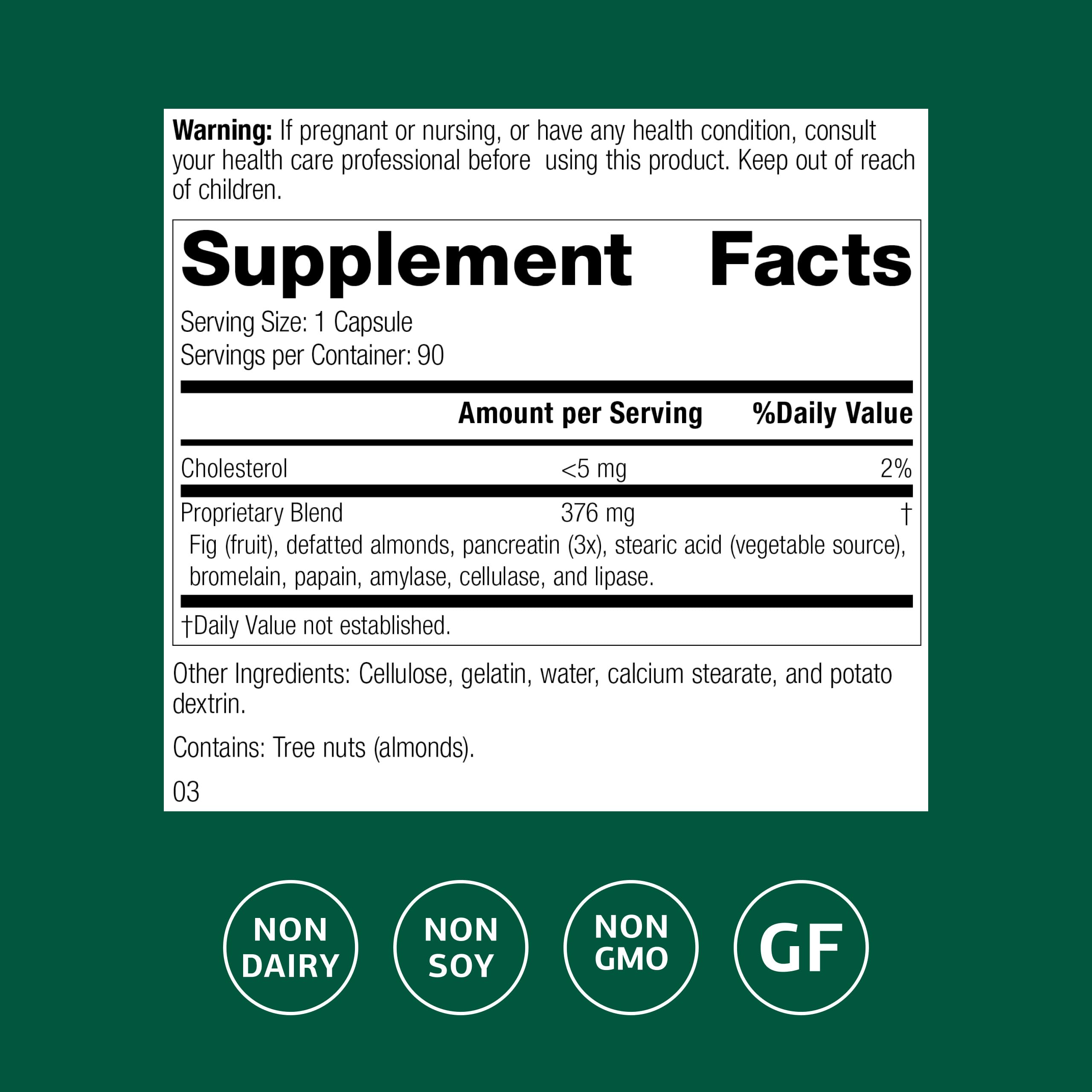 Bouteille Standard Process Multizyme de 90 capsules pour digestion quotidienne