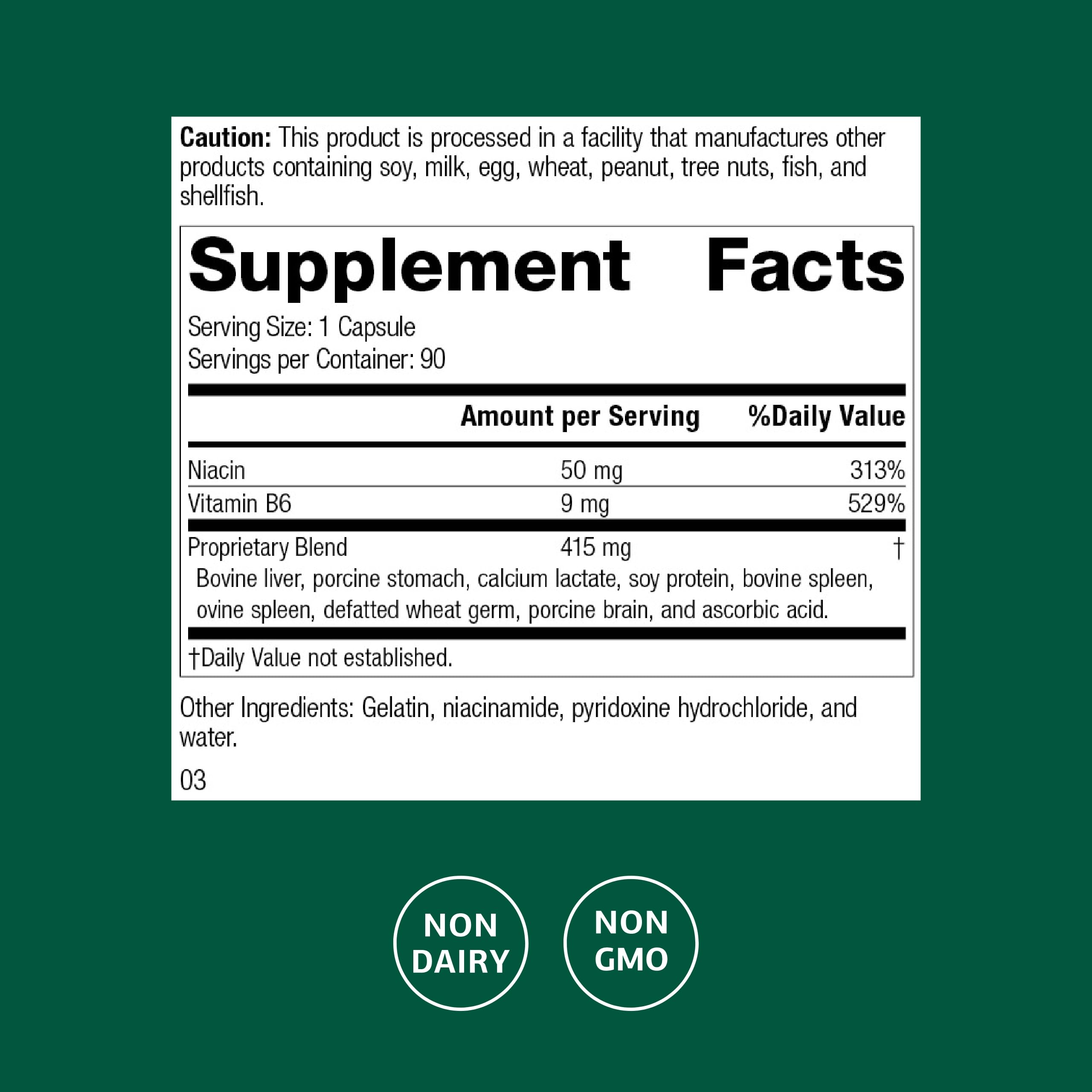Standard Process Niacinamide B6 gélules système nerveux: soutien potentiel du fonctionnement neurologique.
