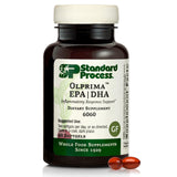 Standard Process Olprima EPA|DHA, bouteille de capsules molles, soutient la santé cardiaque et cérébrale.