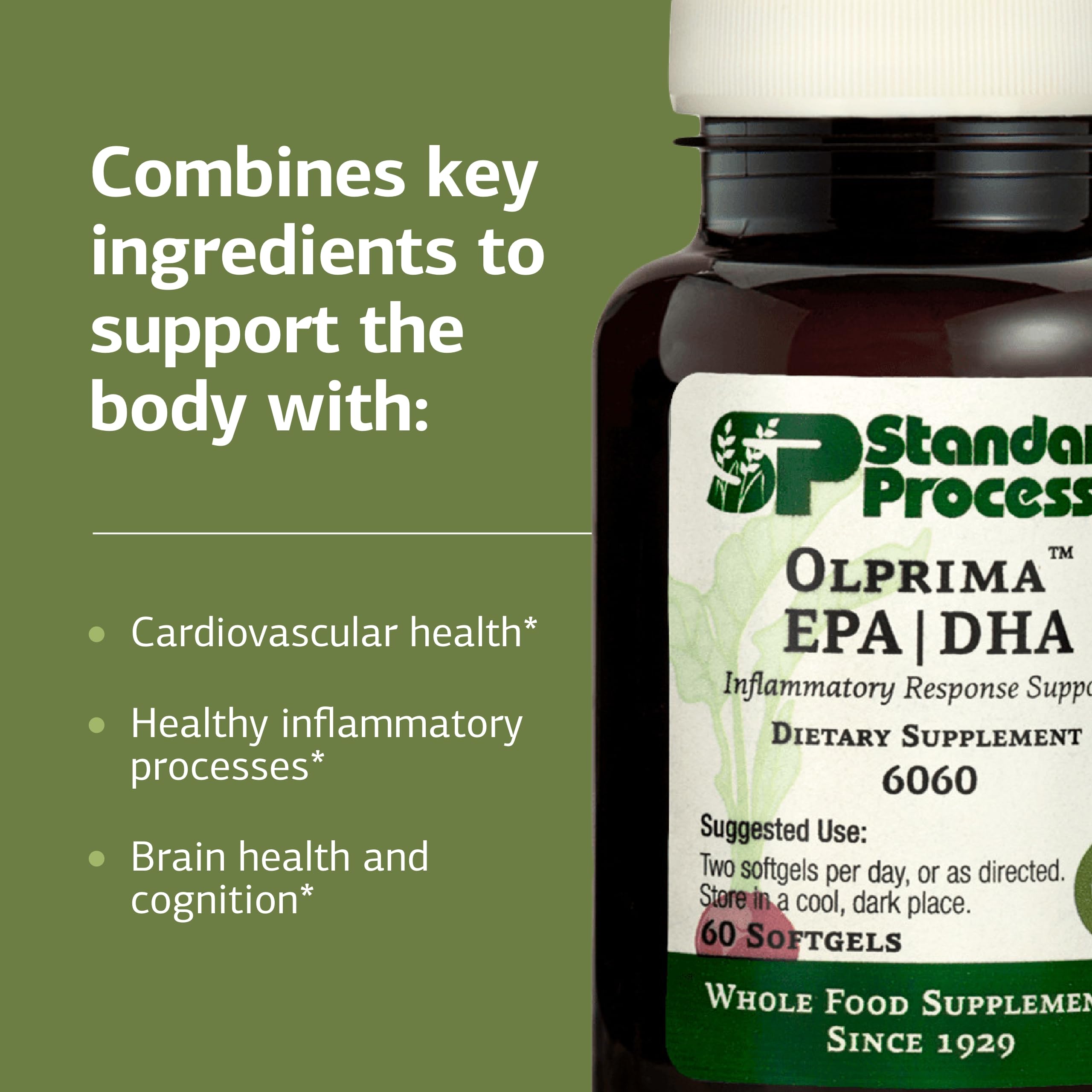 Standard Process Olprima EPA|DHA, presentation-60-capsules-molles, emballage clair.