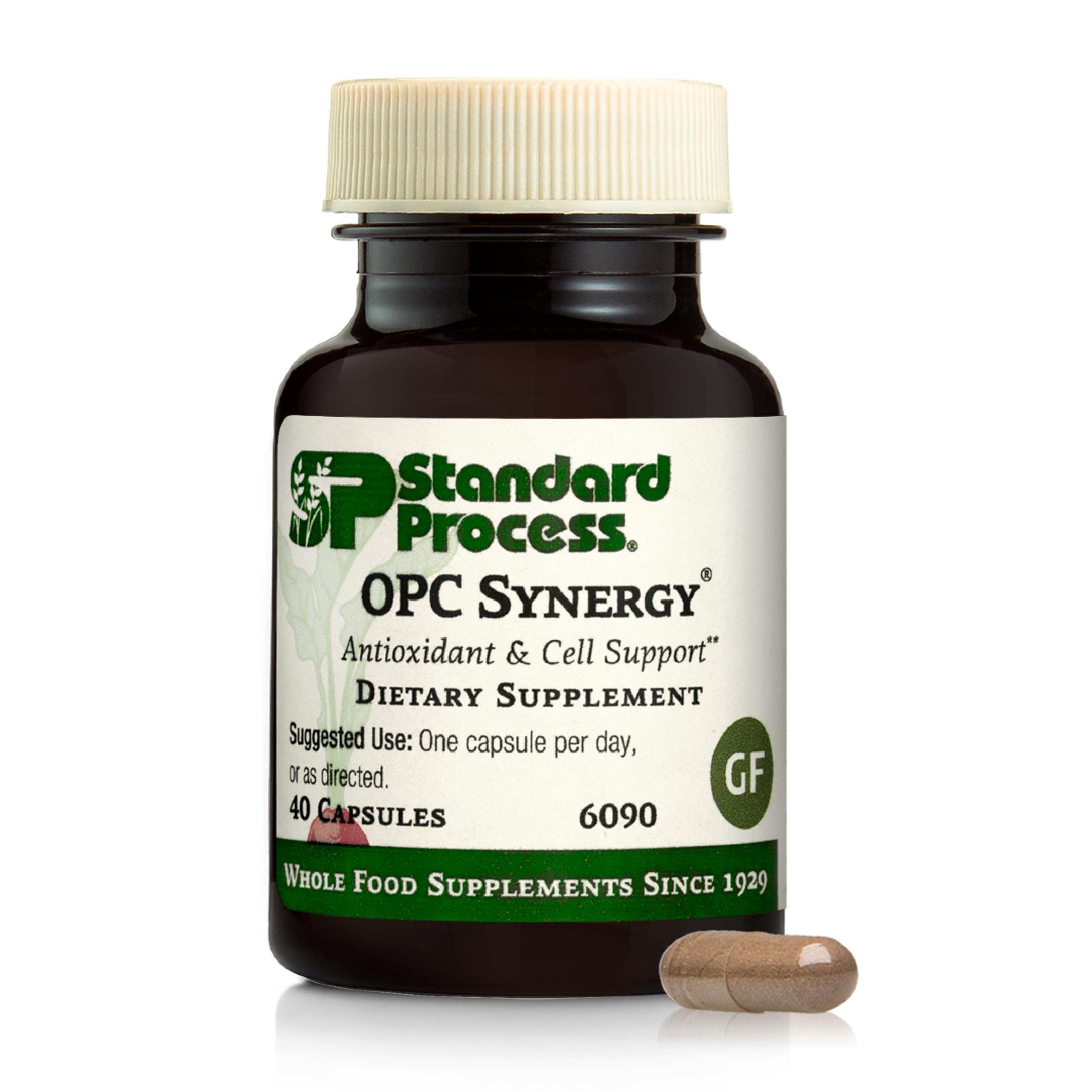 Standard Process OPC Synergy: bouteille montrant le complément, soutien antioxydant potentiel.
