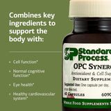 Standard Process OPC Synergy: étiquette transparente, provenance et ingrédients.
