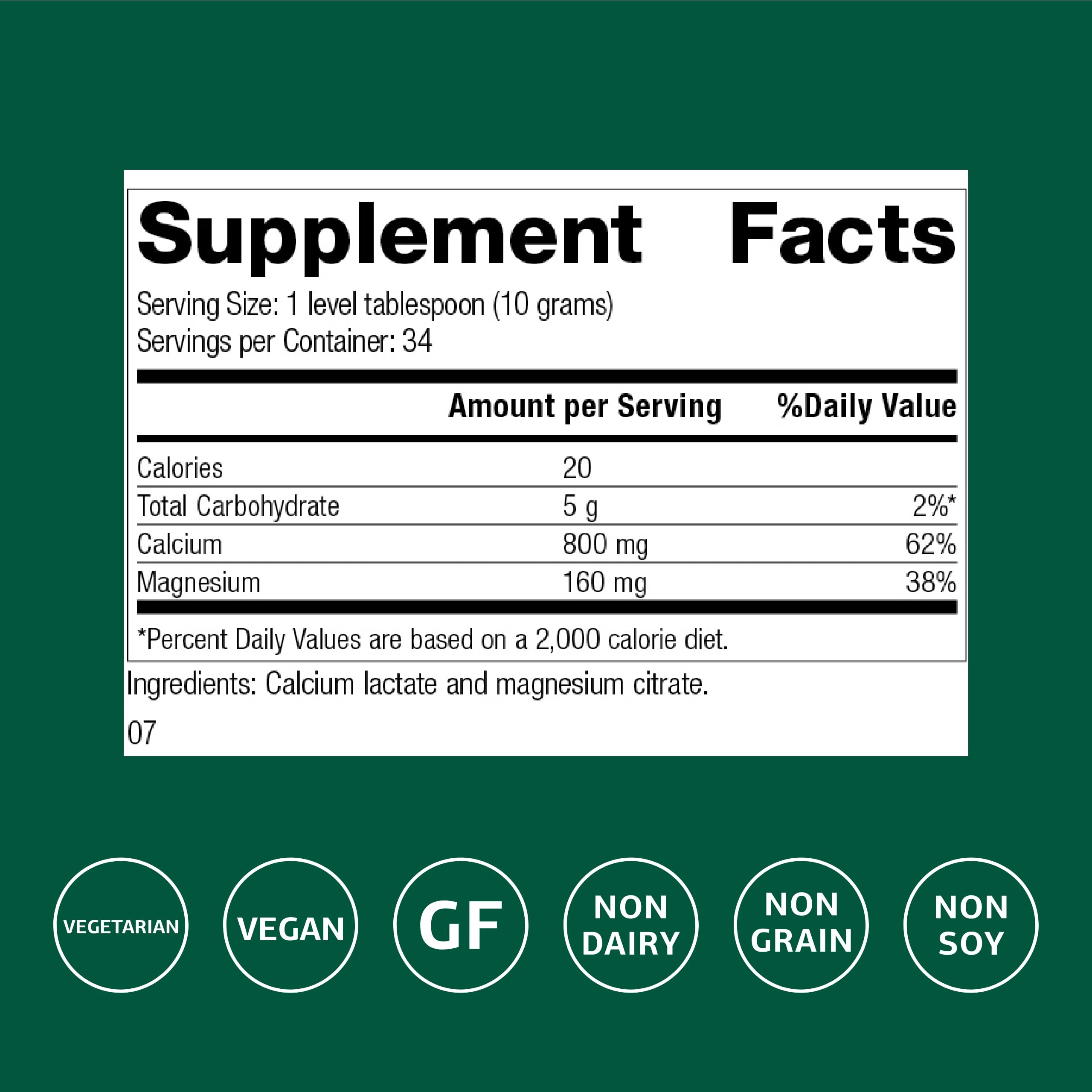 Standard Process Poudre Lactate Calcium avec cuillère-doseuse prête à l'emploi.