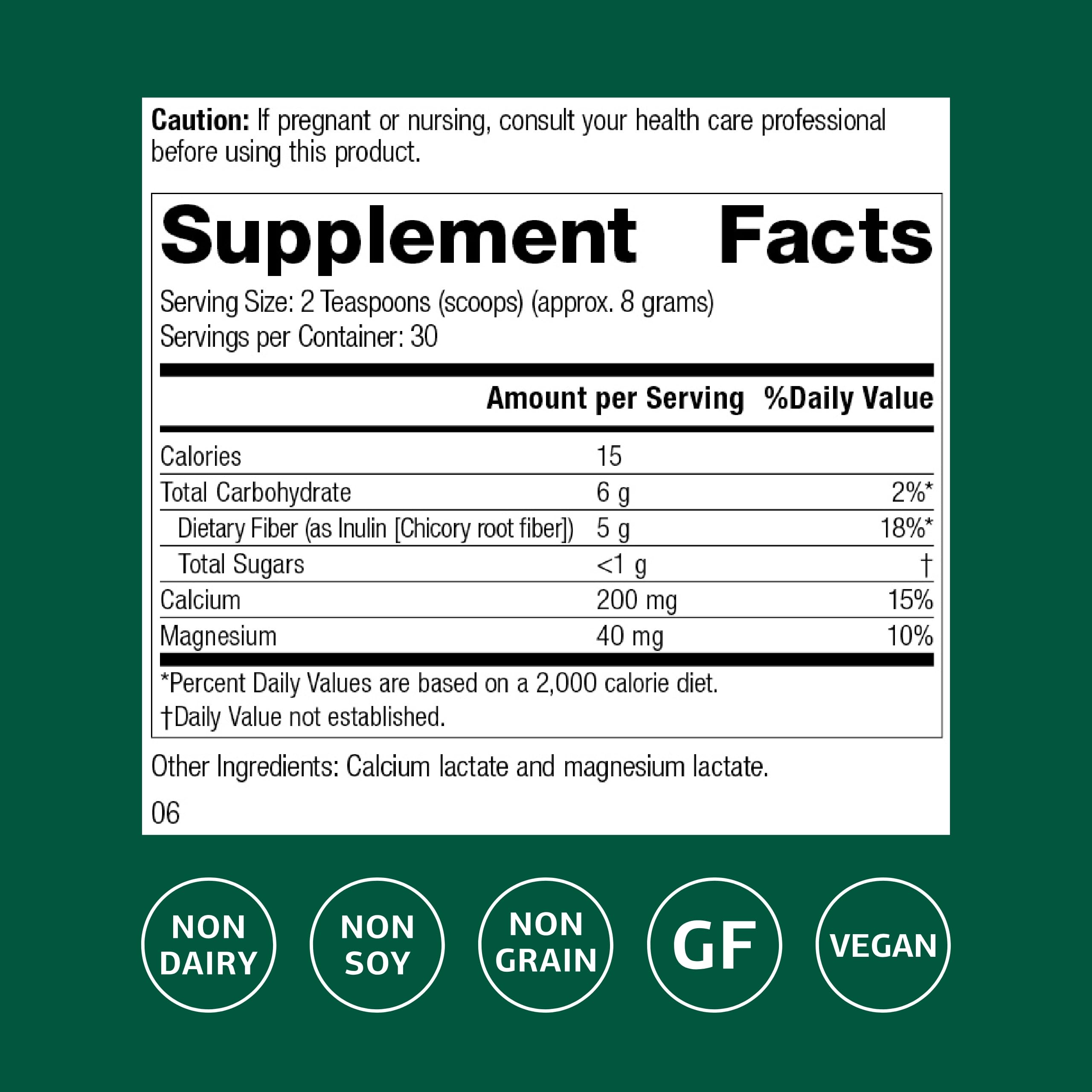 Standard Process Prebiotic Inulin – Étiquette végane: sans soja.