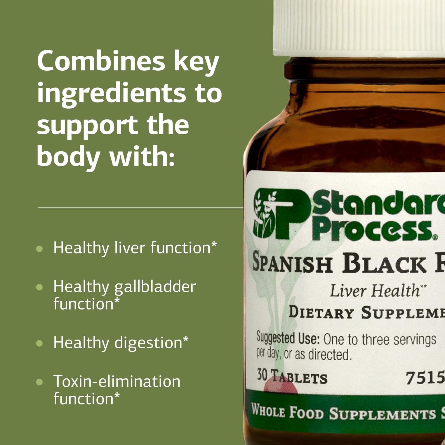 Tablettes Standard Process Radis Noir Espagnol, dosage quotidien pour la digestion.