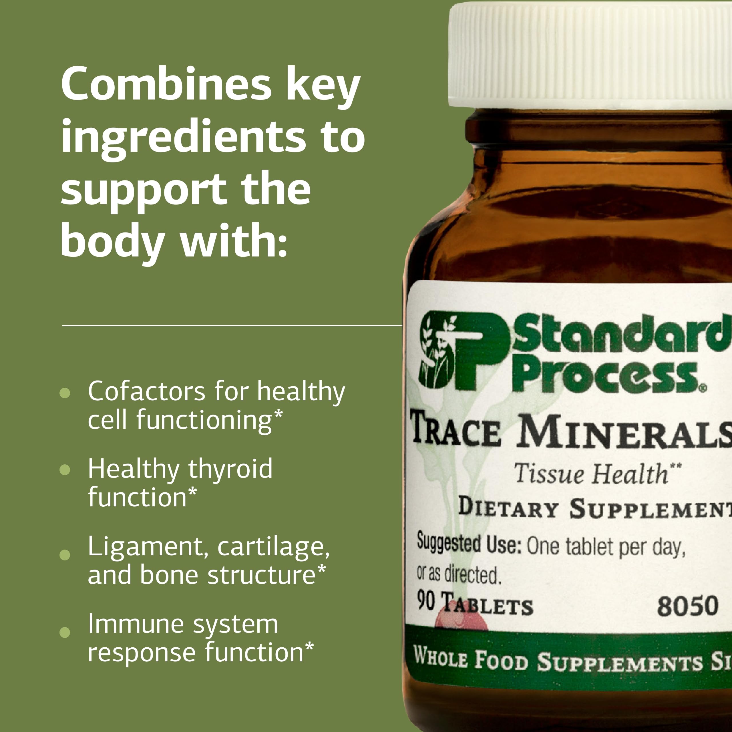 Ingrédients clés visibles dans Standard Process Trace Minerals-B12: iode, zinc et cuivre.