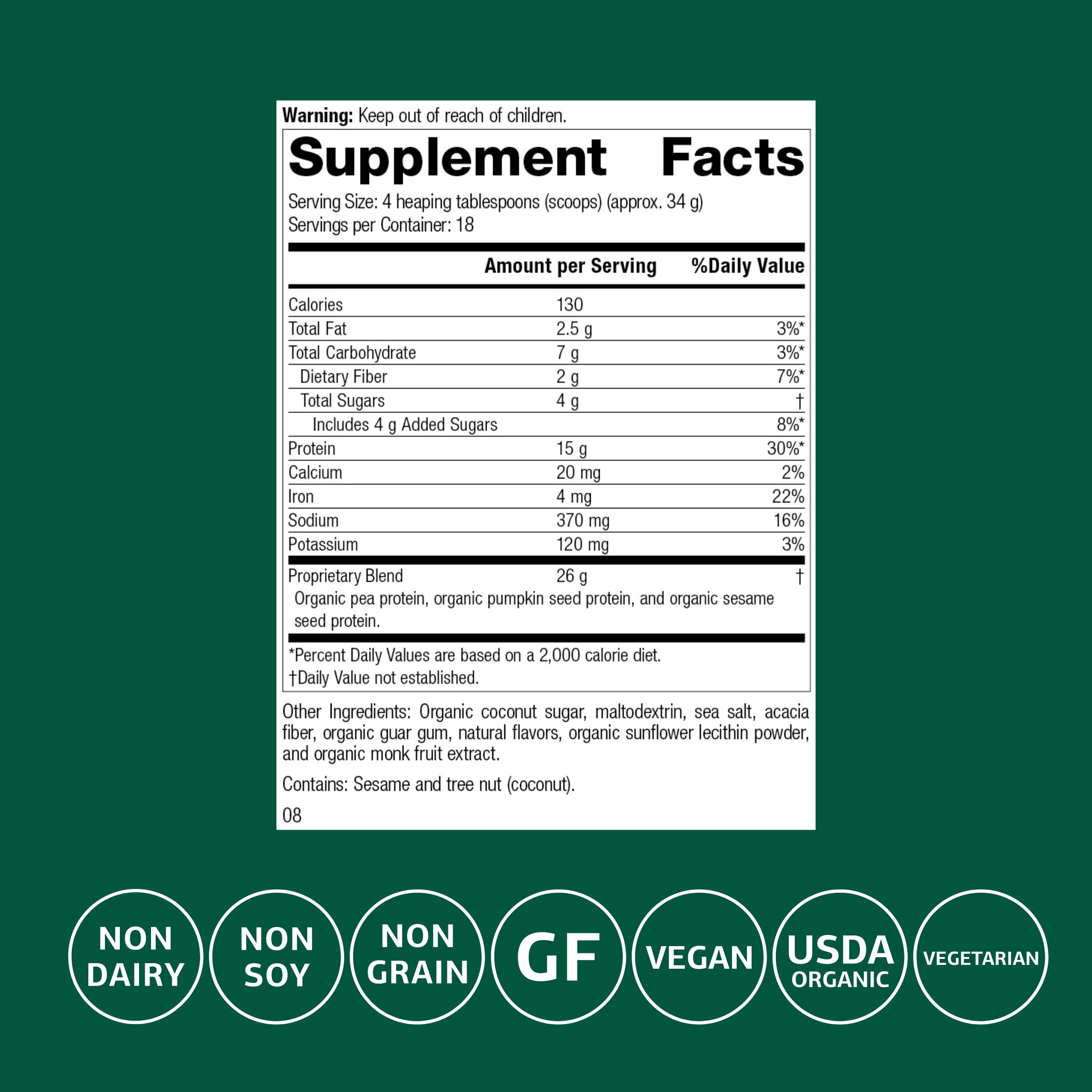 Standard Process Veg-E Complete Pro, dose-cuillère vanille prête à mélanger.