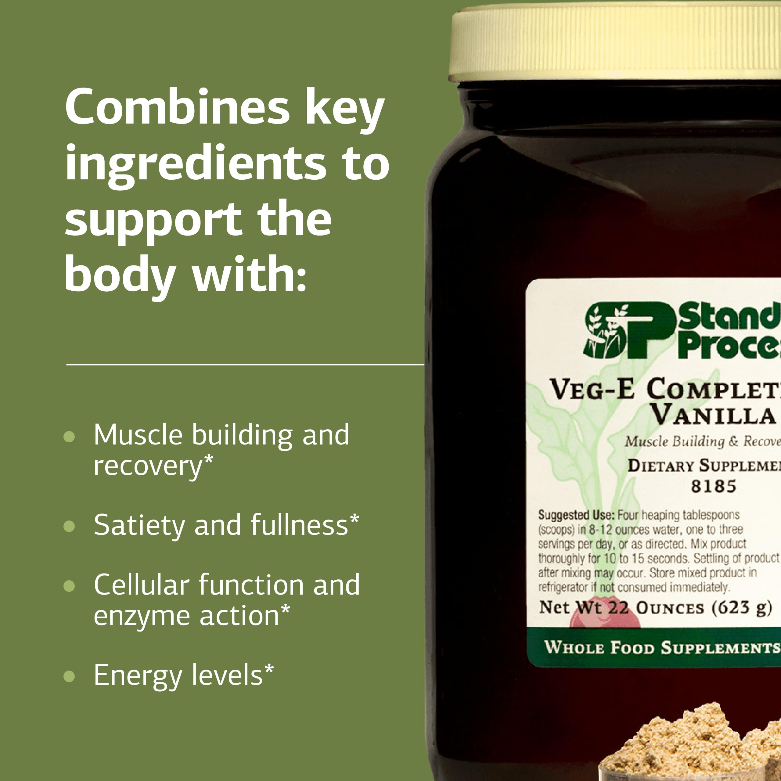 Standard Process Veg-E Complete Pro, étiquette vegan sans gluten.