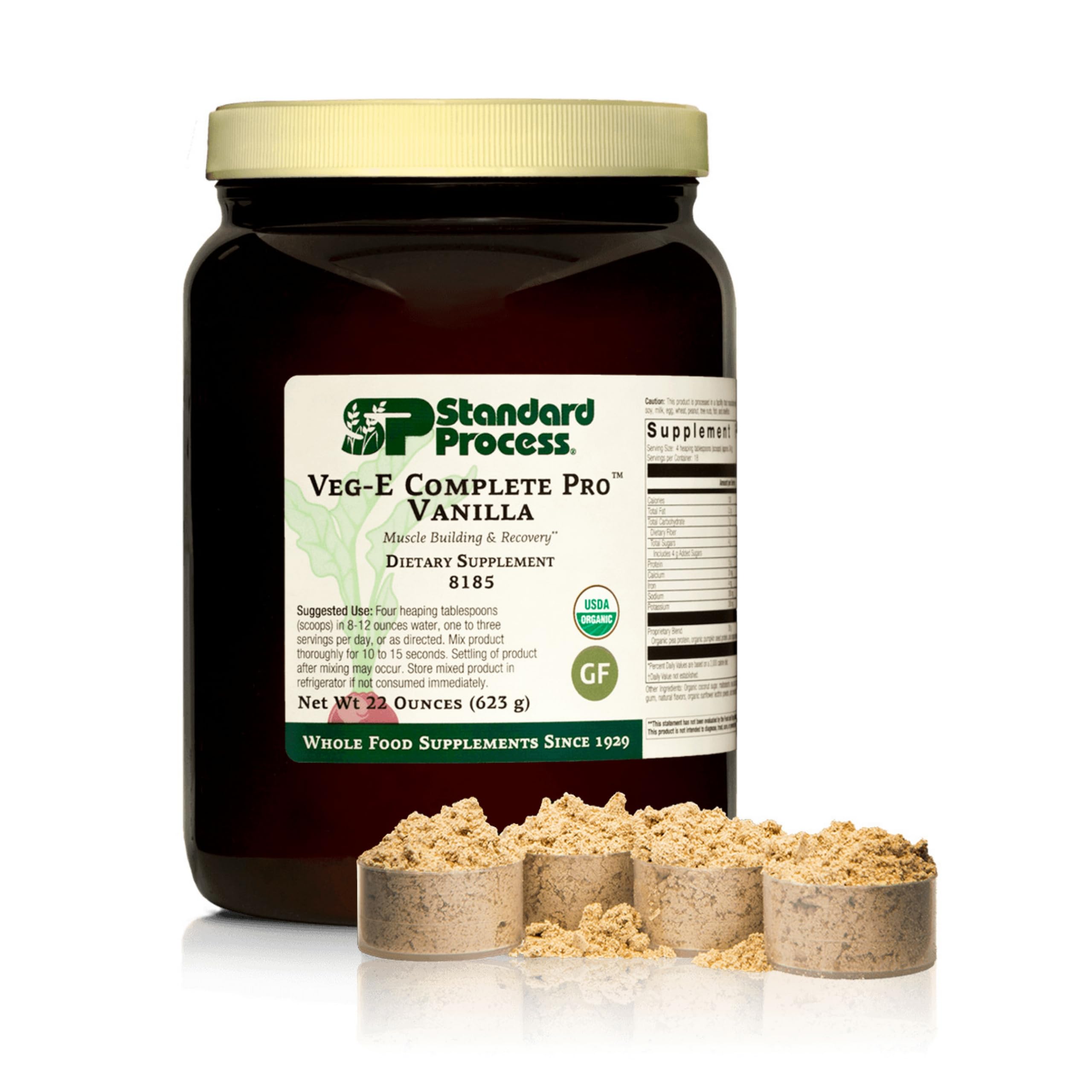Standard Process Veg-E Complete Pro, poudre protéinée végétale vanille, excellente source protéines et fer.