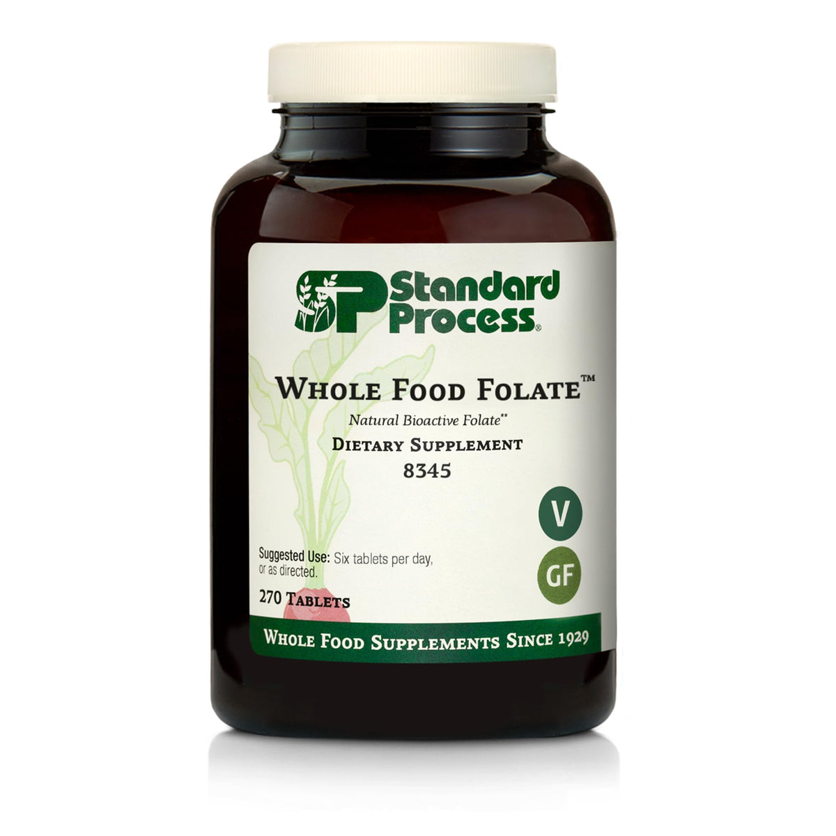 Standard Process Whole Food Folate en bouteille, soutien potentiel de la santé cellulaire.